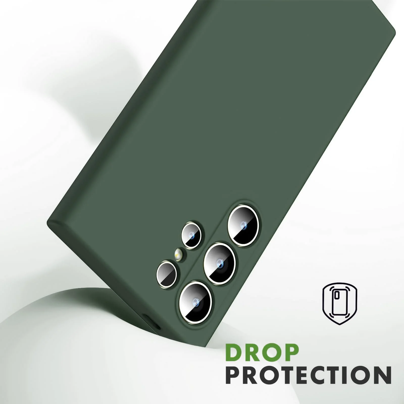 DL3 Mobilak Liquid Silicone Protective Case with Soft Microfiber Lining with Full Camera Protection for Samsung Galaxy S23 Ultra - Green
