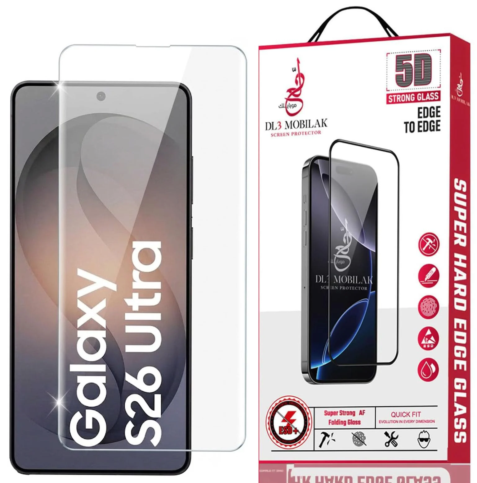 DL3 Mobilak Screen Protector for Samsung Galaxy S26 Ultra 5G, Tempered Glass Screen Saver Premium HD Protective, Scratch Resistant, NO-Bubble, 9H Hardness, Full Coverage Film - Clear