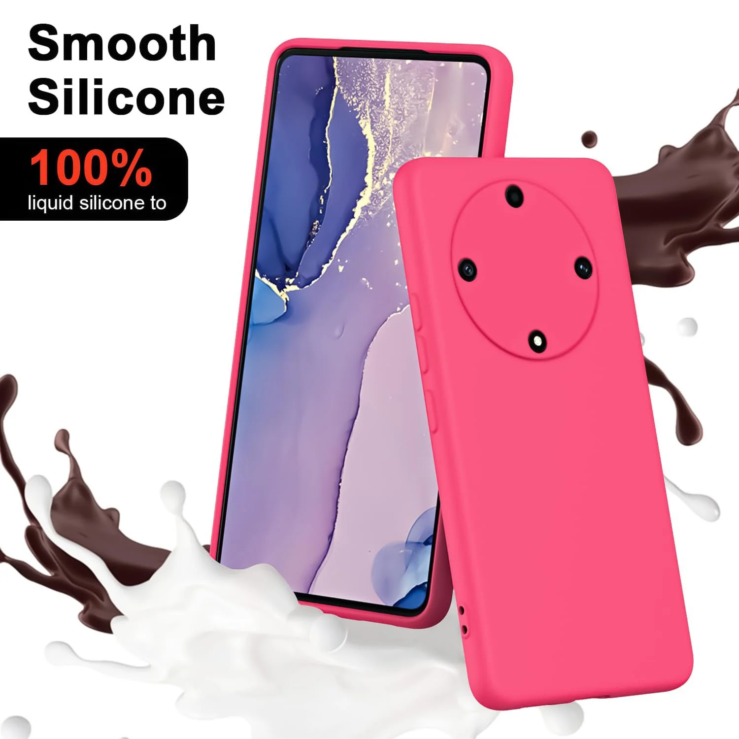 DL3 Mobilak Silicone Protective Case for Honor X9b, Shock-absorbing protection, Scratch-resistant surface, Soft microfiber lining - Hot Pink