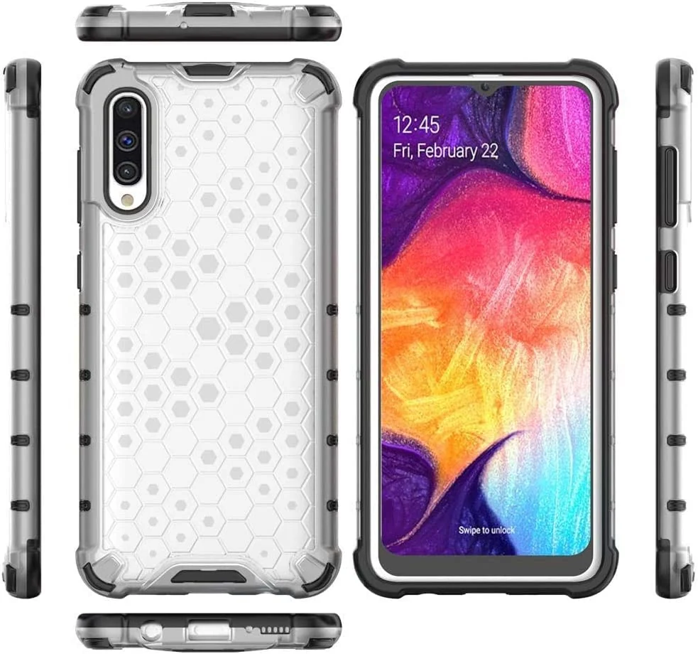 DL3 Mobilak Honeycomb Protective Case for Samsung Galaxy A70 / A70S, Shock-absorbing protection, Transparent design, Slim, lightweight profile - Clear