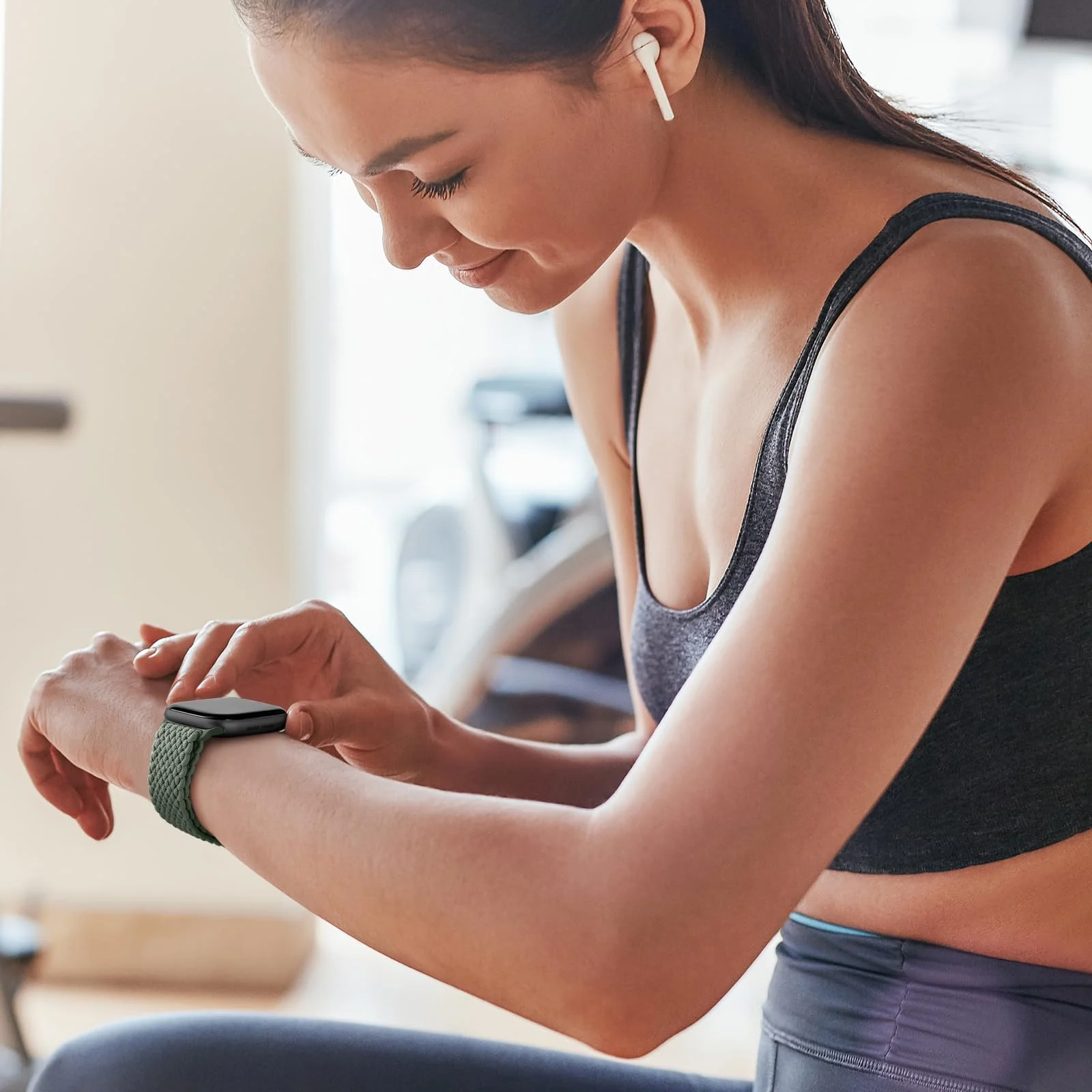 DL3 Mobilak Sport Solo Loop Compatible with Apple Watch Band 42mm 44mm 45mm 46mm 49mm for Women Men, Magnetic Strap Stretchy Braided Wristband for iWatch Series 11 10 9 8 7 6 5 4 3 Ultra 3 2 1 SE SE2 - B-Green