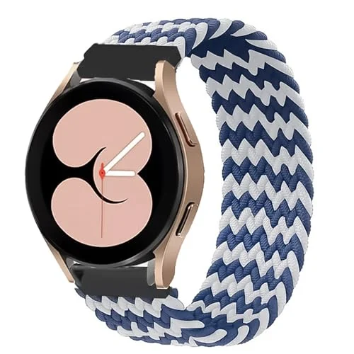 Medium — DL3 Mobilak Band 22MM Nylon Braided Solo Loop Strap For Samsung galaxy watch3 45mm/galaxy 46mm/Gear S3/Huawei watch GT3 46MM/GT2E/GT2 Pro/GT GT2 46MM/Amazfit GTR 2/2e/3/4 (Medium) - White Blue