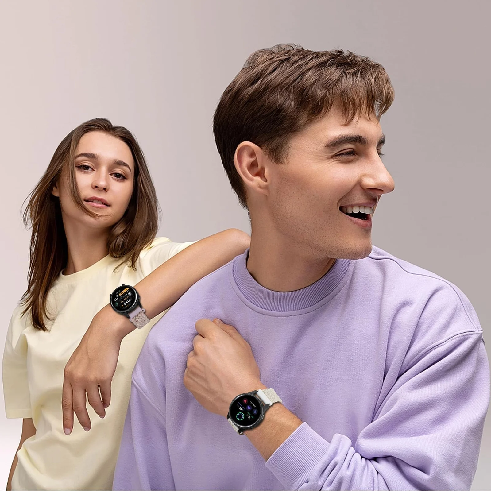 DL3 Mobilak 20mm Magnetic Band for Samsung Galaxy Watch 7/6/5/4/FE Band 40mm 44mm/Galaxy Watch 6/4 Classic Bands 47mm 43mm 46mm 42mm/Watch 5 pro 45mm/3 41mm/Active 2, Stretchy Braided Nylon Magnetic Sport Strap - A-spring Cherry