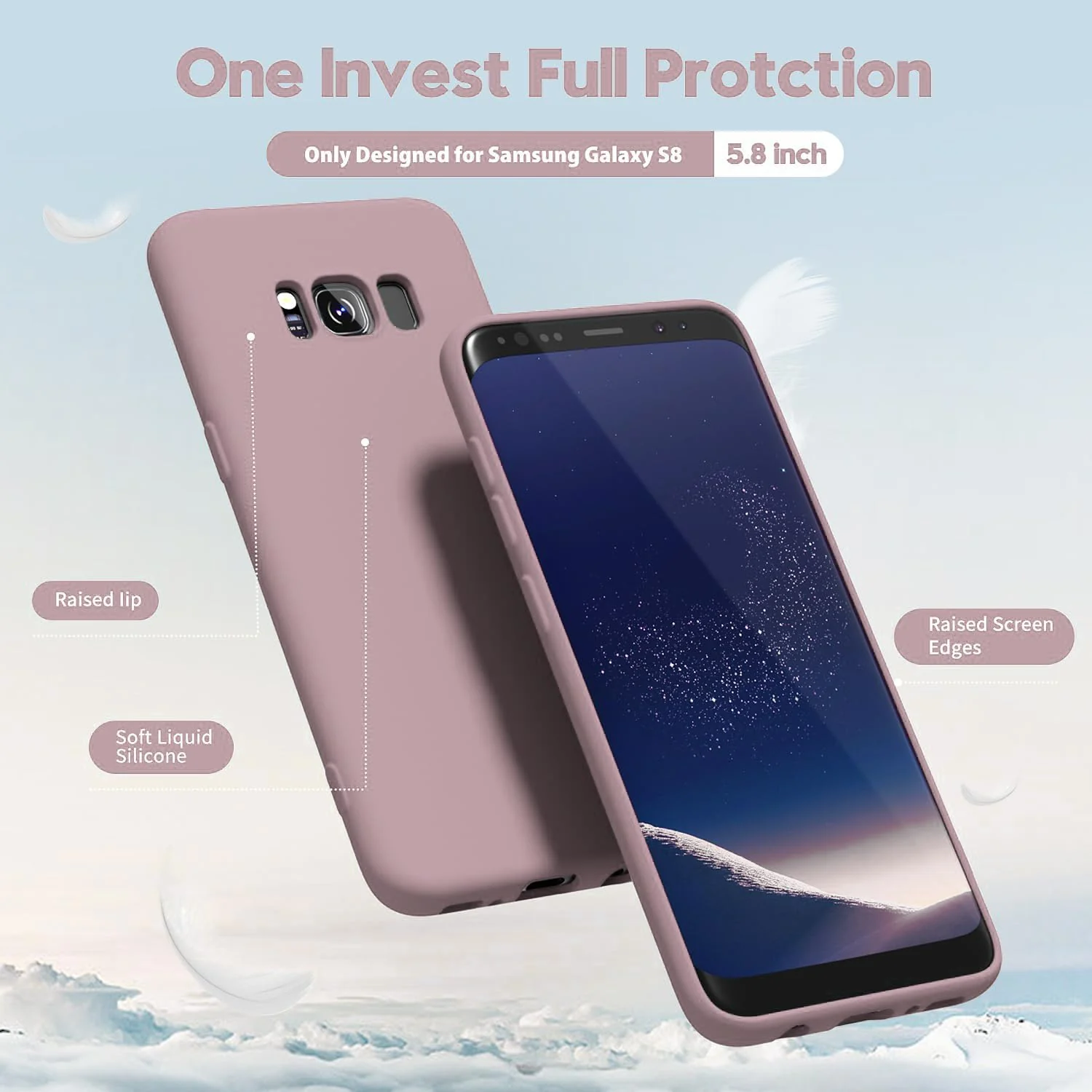 DL3 Mobilak Liquid Silicone Protective Case with Soft Microfiber Lining with Full Camera Protection for Samsung Galaxy S8+ Plus - Cashmere