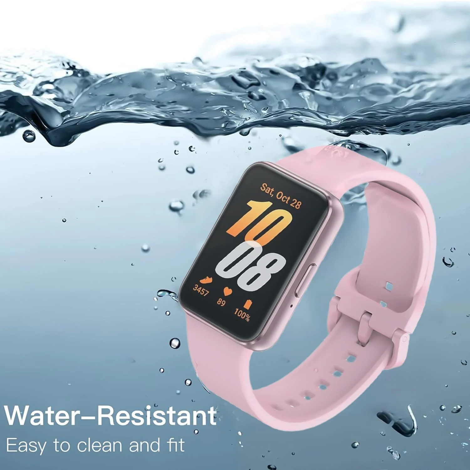 DL3 MOBILAK Soft Silicone Sport Watch Strap for Samsung Galaxy Fit 3, Ice Pink