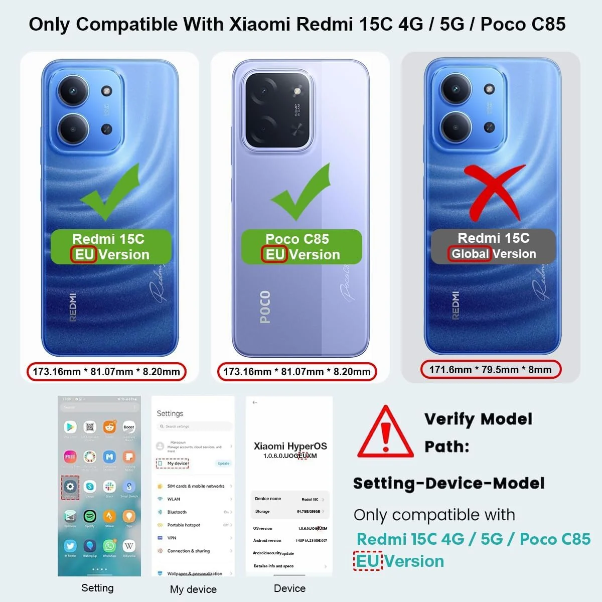 DL3 Mobilak Case Compatible with Xiaomi Redmi 15C 4G/5G, Case Crystal Soft TPU Gel Case Flexible Silicone Anti-Scratch Camera Protection TPU Cover - Clear