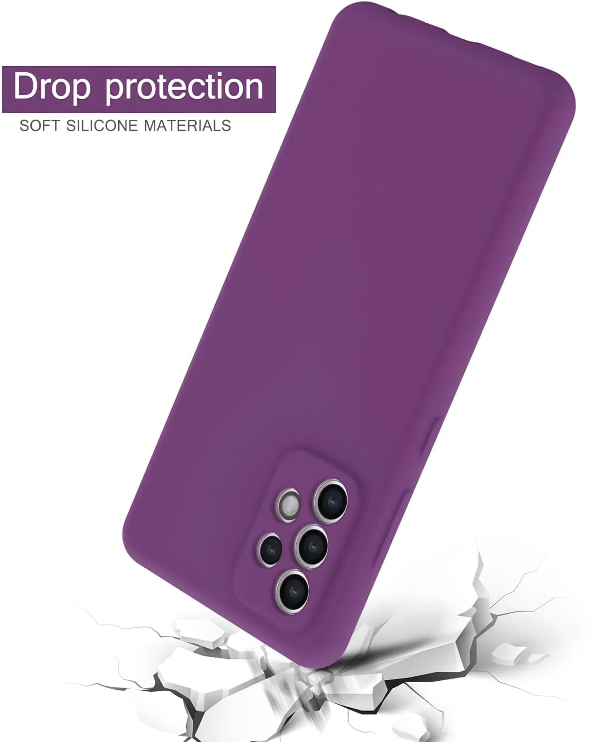 DL3 Mobilak Liquid Silicone Protective Case with Soft Microfiber Lining with Full Camera Protection for Samsung Galaxy A73 - Violet