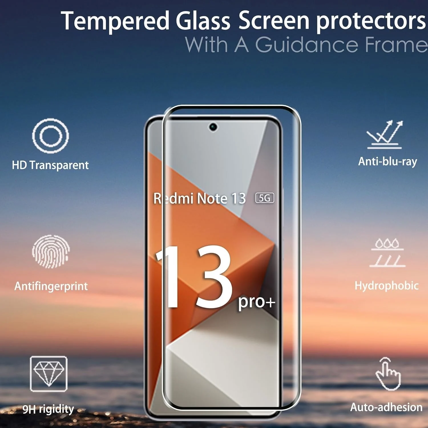 DL3 Mobilak 5D Full Glass Screen Protector For Redmi Note 13 Pro Plus. Black Frame - Clear
