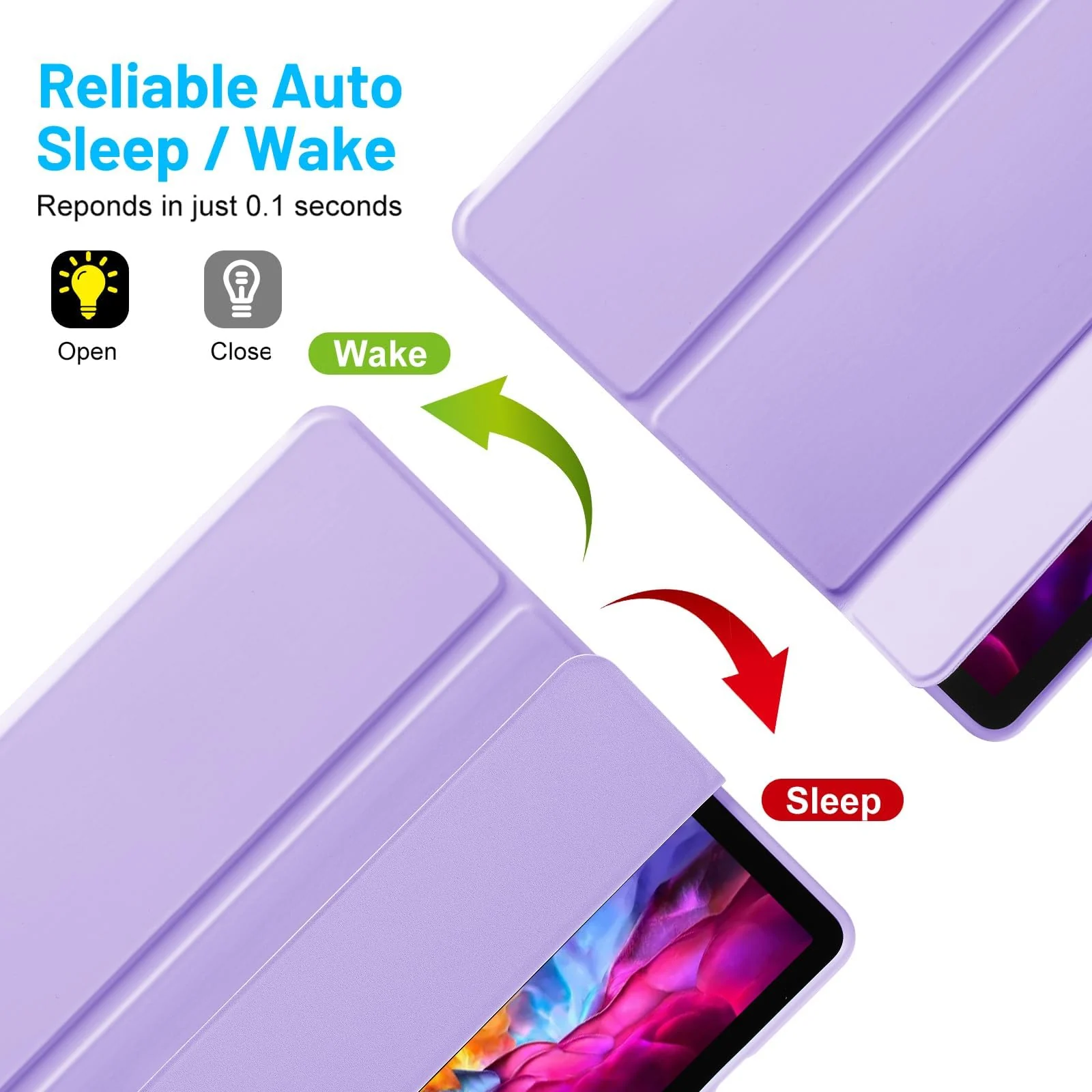 DL3 Mobilak Smart Case for Samsung Galaxy Tab S8 Plus 2022/S7 FE/S7 Plus 12.4 with Pencil Holder, Soft TPU Smart Stand Back Cover Auto Wake/Sleep - Light Purple