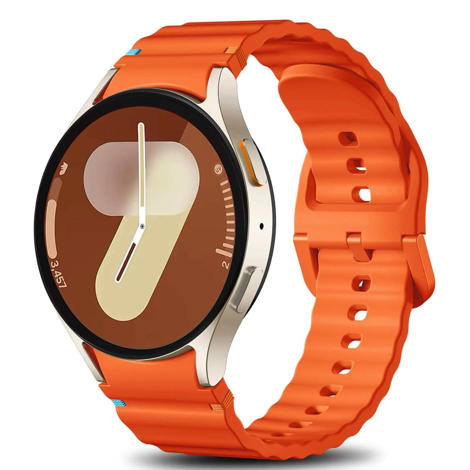 DL3 Mobilak No Gap Sport Bands For Samsung Galaxy Watch 7 6 5 4 FE Strap 40mm 44mm, Soft Silicone Sport Band for Galaxy Watch 6 Classic Straps 47mm 43mm/Galaxy Watch 5 Pro/Watch 4 Classic 42mm 46mm for Men Women - Orange