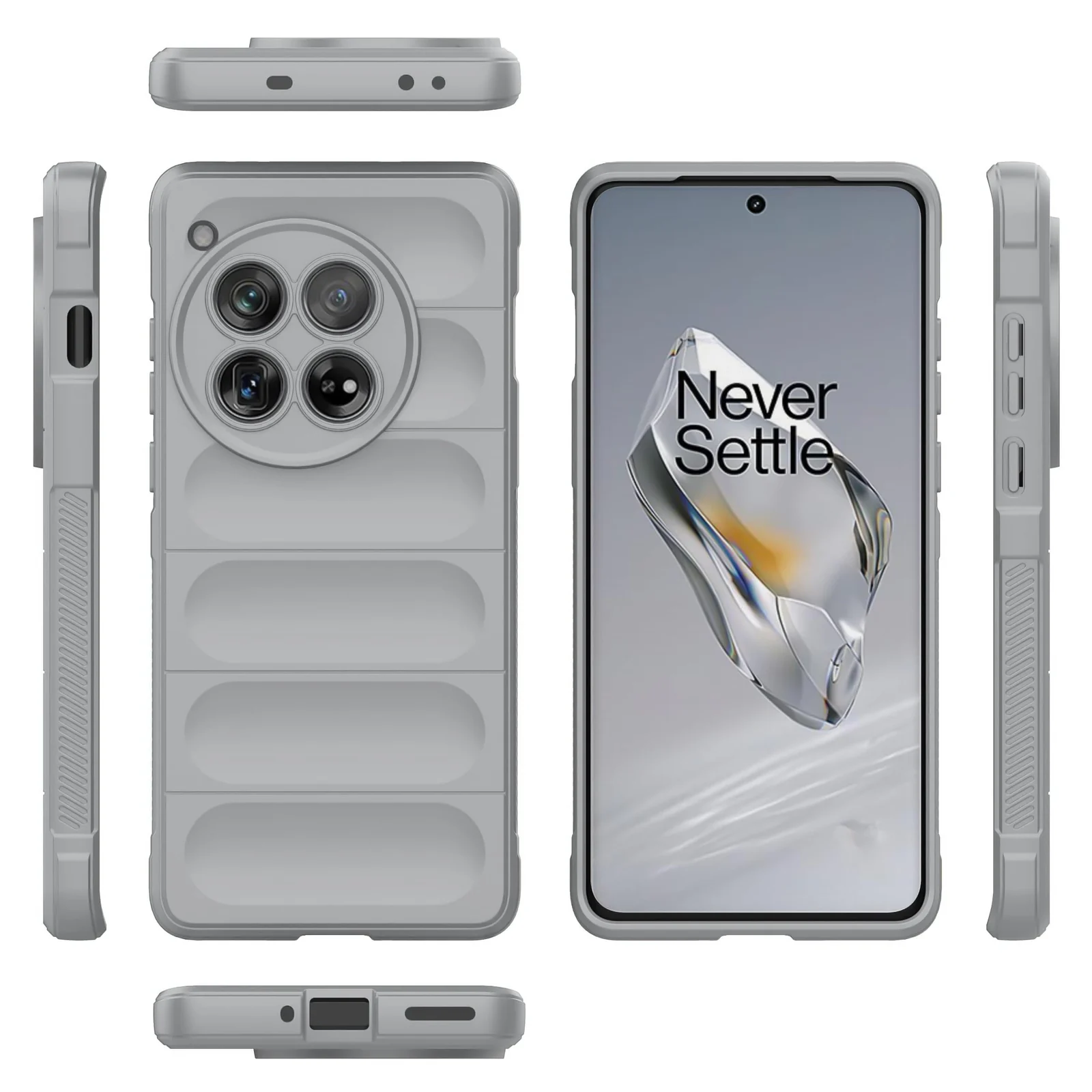 DL3 Mobilak Flexible Silicone and TPU Protective Case with Camera Protection for OnePlus 12 5G - Gray
