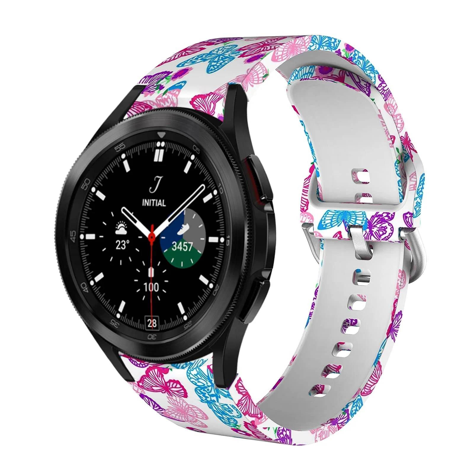DL3 Mobilak No Gap Bands Compatible with Samsung Galaxy Watch 7 5 4 6 Band 44mm 40mm/Watch 5 Pro 45mm/Galaxy Watch 4 Classic 46mm 42mm Strap,20mm Quick Release Sport Replacement Bands for Women Men - Butterfly