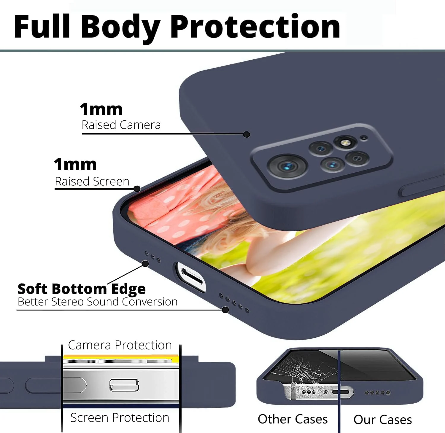 DL3 Mobilak Liquid Silicone Case for Xiaomi Redmi Note 12 Pro 4G / Redmi Note 11 Pro 4G / 5G, Shock-absorbing protection, Scratch-resistant surface, Soft microfiber lining - Midnight Blue