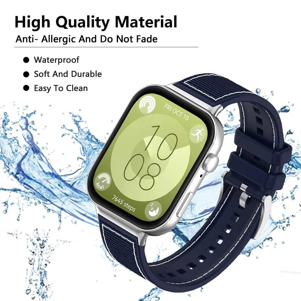 DL3 Mobilak Sport Silicone Nylon Band Designed for Huawei Watch Fit 2 for Men Women, Waterproof Soft Replacement Strap for Huawei Watch Fit2 - Blue