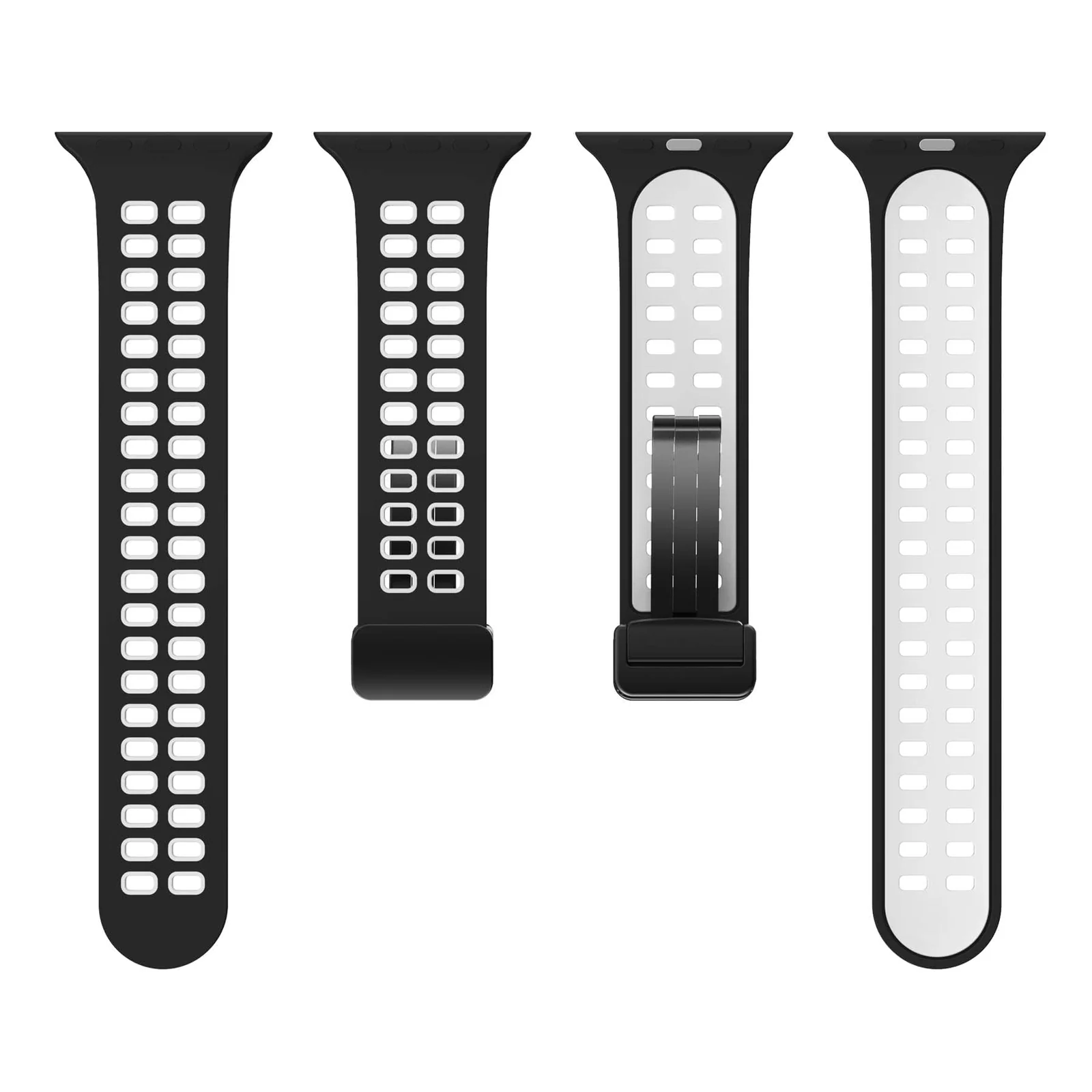 DL3 Mobilak Compatible with Apple Watch Ultra Band 49mm 45mm 44mm 42mm 41mm 40mm 38mm, Silicone Strap with Magnetic for iWatch Ultra SE Series 9 8 7 6 5 4 3 2 1 (42mm/44mm/45mm/49mm) - Black White