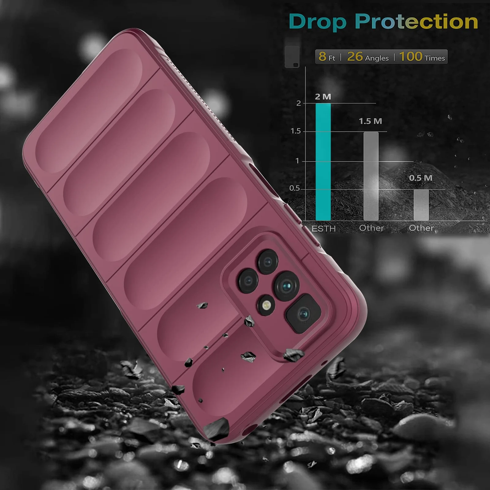 DL3 Mobilak Flexible Silicone and TPU Protective Case with Camera Protection for Xiaomi Redmi 10 4G / Redmi 10 2022 - Wine Red