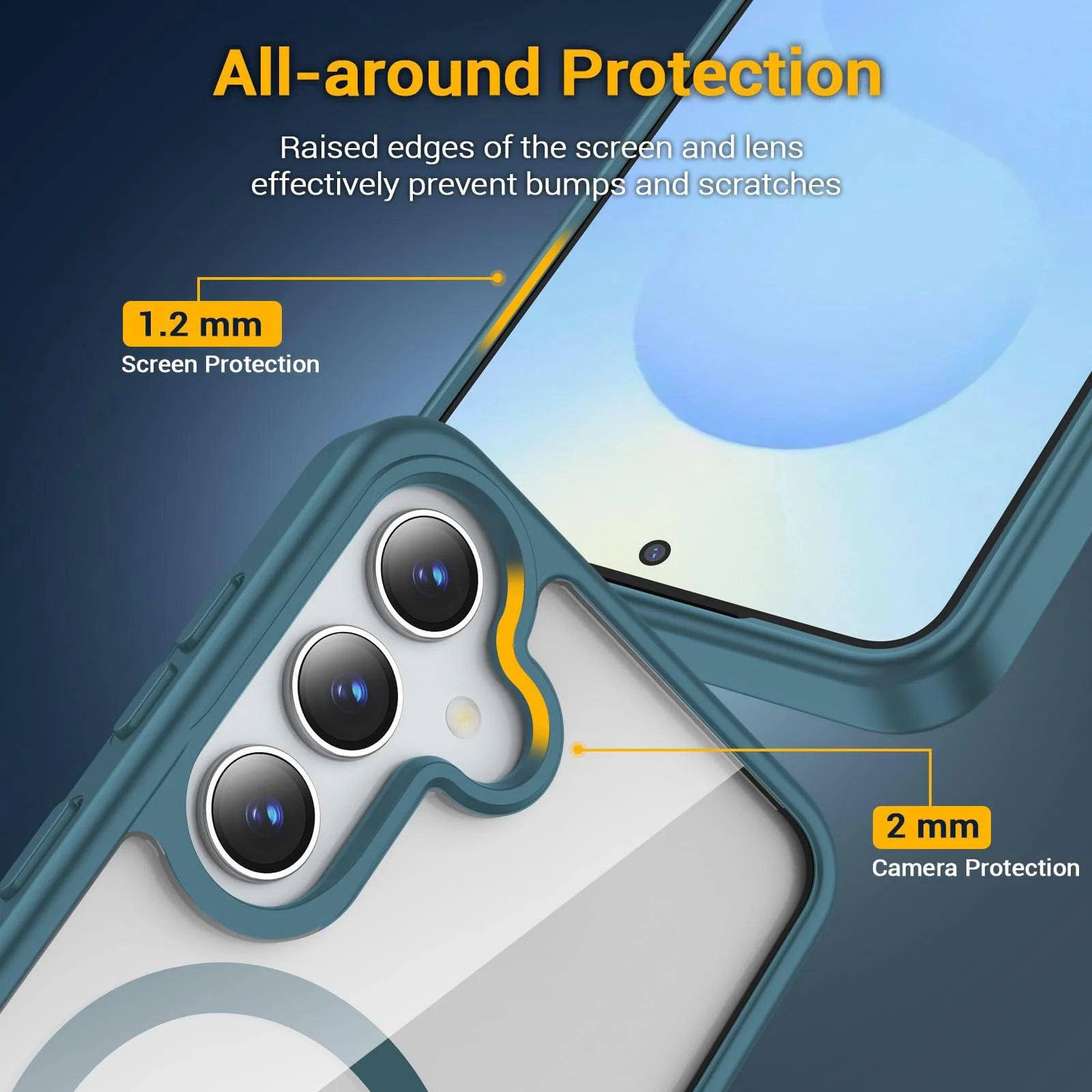 DL3 Mobilak Clear TPU Case for Samsung Galaxy A15, Compatible with MagSafe accessories, Supports wireless charging, Built-in magnetic car-mount support - Green
