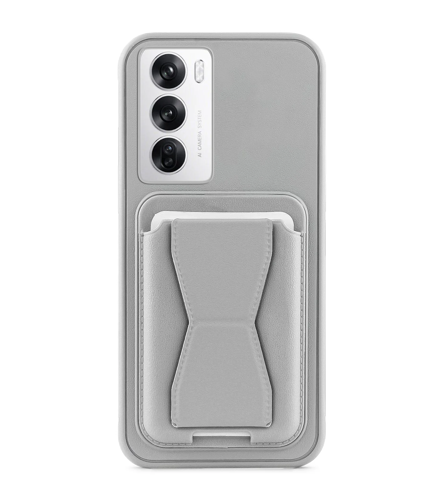 Dl3 Mobilak Leather Wallet Case Compatible with Oppo Reno12 5G, Leather Back Cover With TPU Frame, Shockproof Protective Phone Case with Card Holder Stand (Dark Gray)