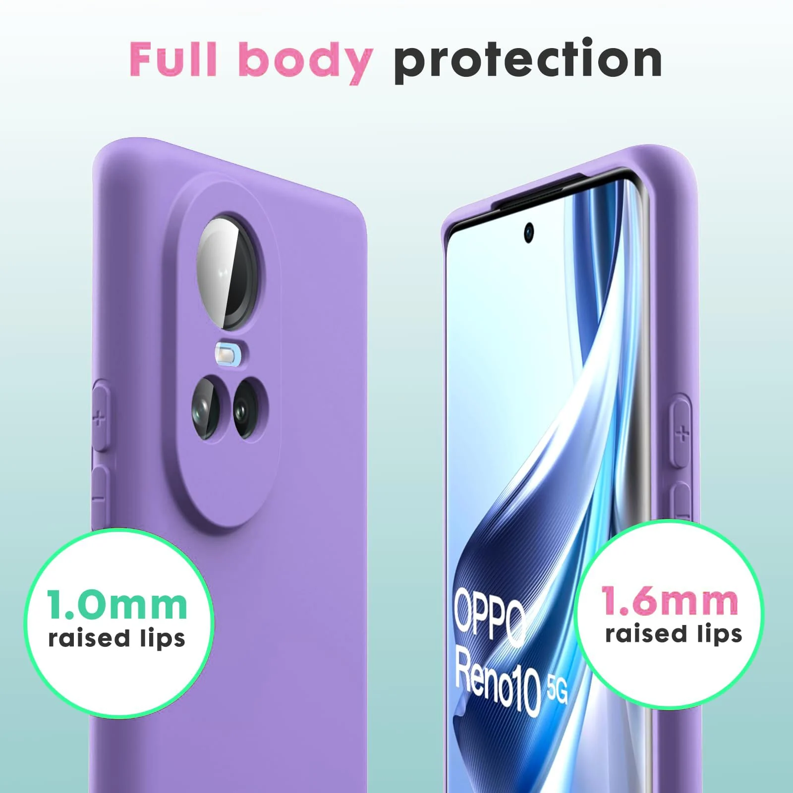 DL3 Mobilak Liquid Silicone Case for OPPO Reno 10 5G / OPPO Reno 10 Pro 5G, Not compatible with MagSafe, Supports wireless charging, Camera protection - Light Purple