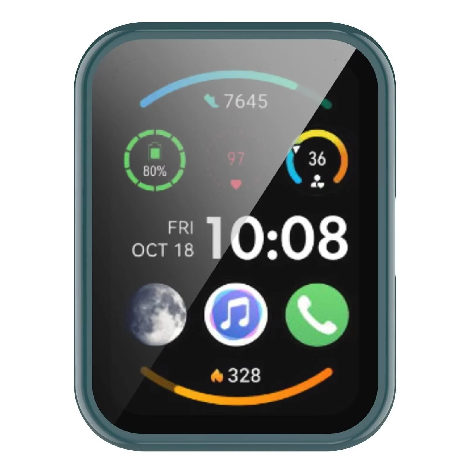DL3 MOBILAK Full-Coverage Watch Case with Tempered Glass for Huawei Watch Fit 2, Green