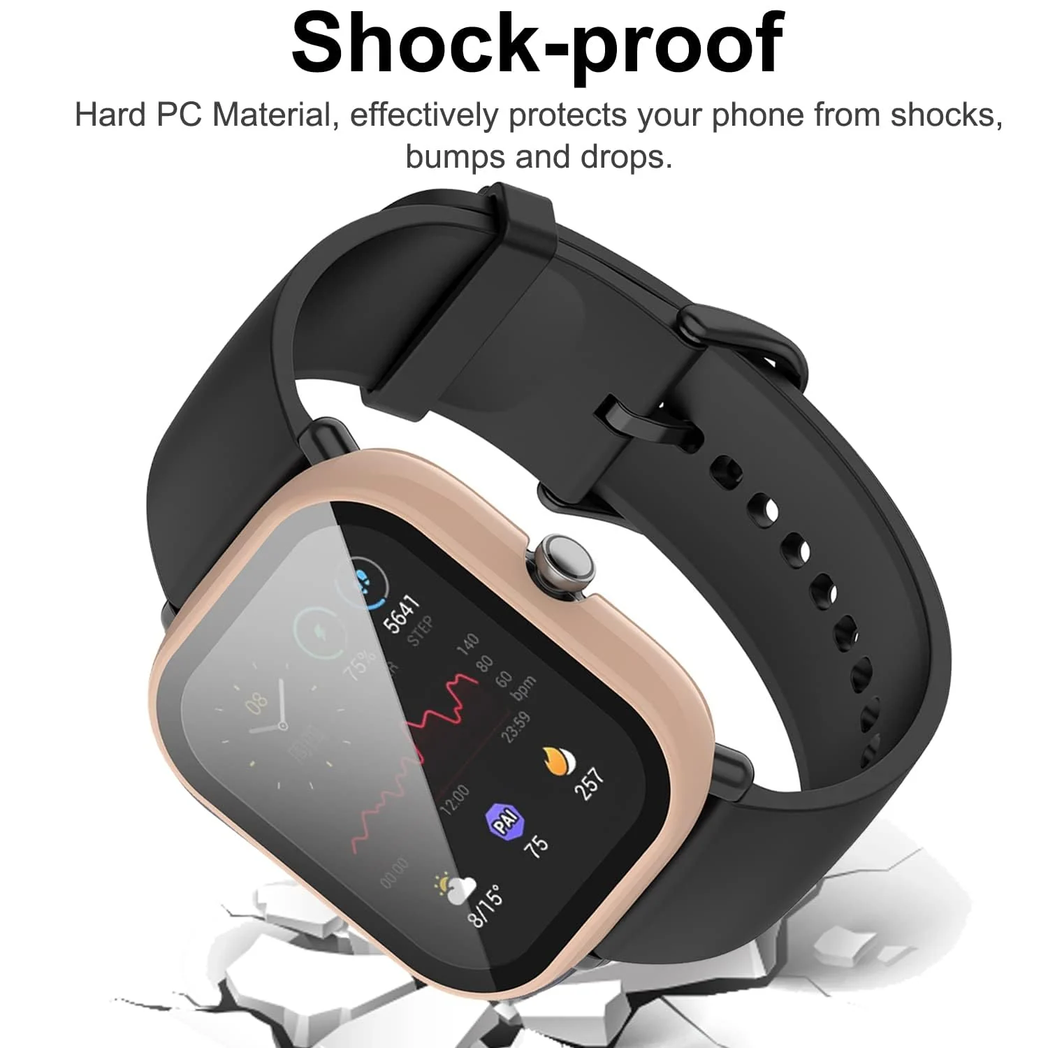 DL3 Mobilak Protective Case Compatible with Amazfit GTS 2 Mini 9H Hardness PC Case Bumper Full Slim Protective Cover with Tempered Glass For Amazfit GTS2 Mini - Pink