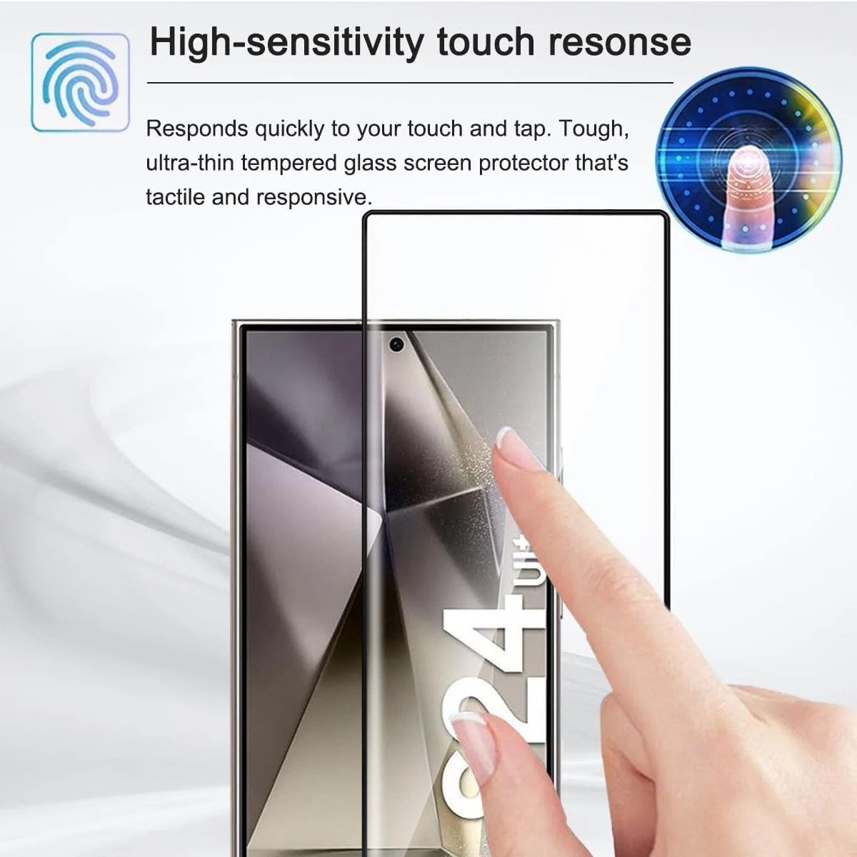 DL3 Mobilak Screen Protector for Samsung Galaxy S24 Ultra, Tempered Glass Screen Saver Premium HD Protective, Scratch Resistant, NO-Bubble, 9H Hardness, Full Coverage Film - Clear