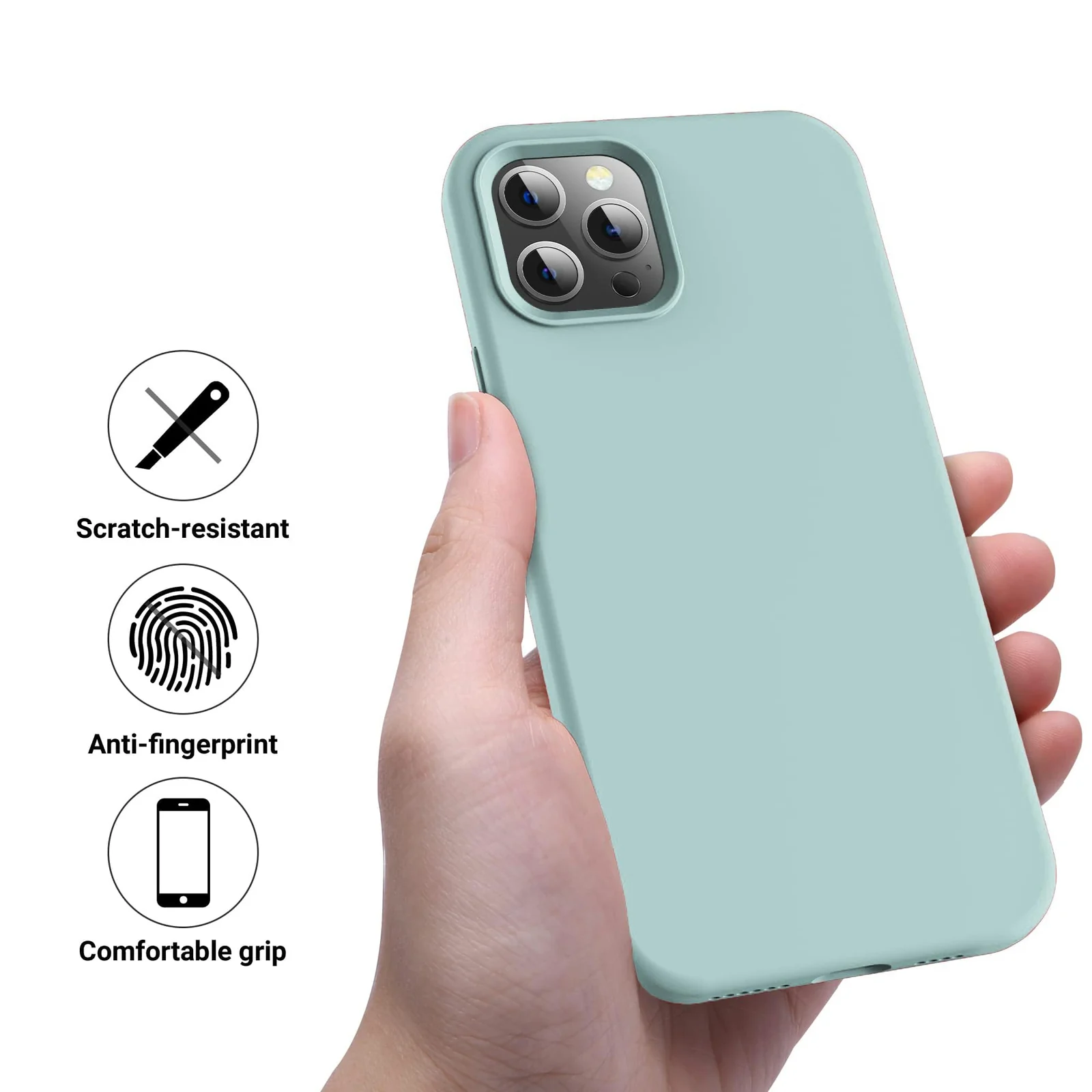 DL3 Mobilak Compatible with iPhone 14 Pro Max (6.7 Inch) Case, Liquid Silicone Case, Full Body Protective Cover, Shockproof, Slim Phone Case, Anti-Scratch Soft Microfiber Lining - A. Mint Green