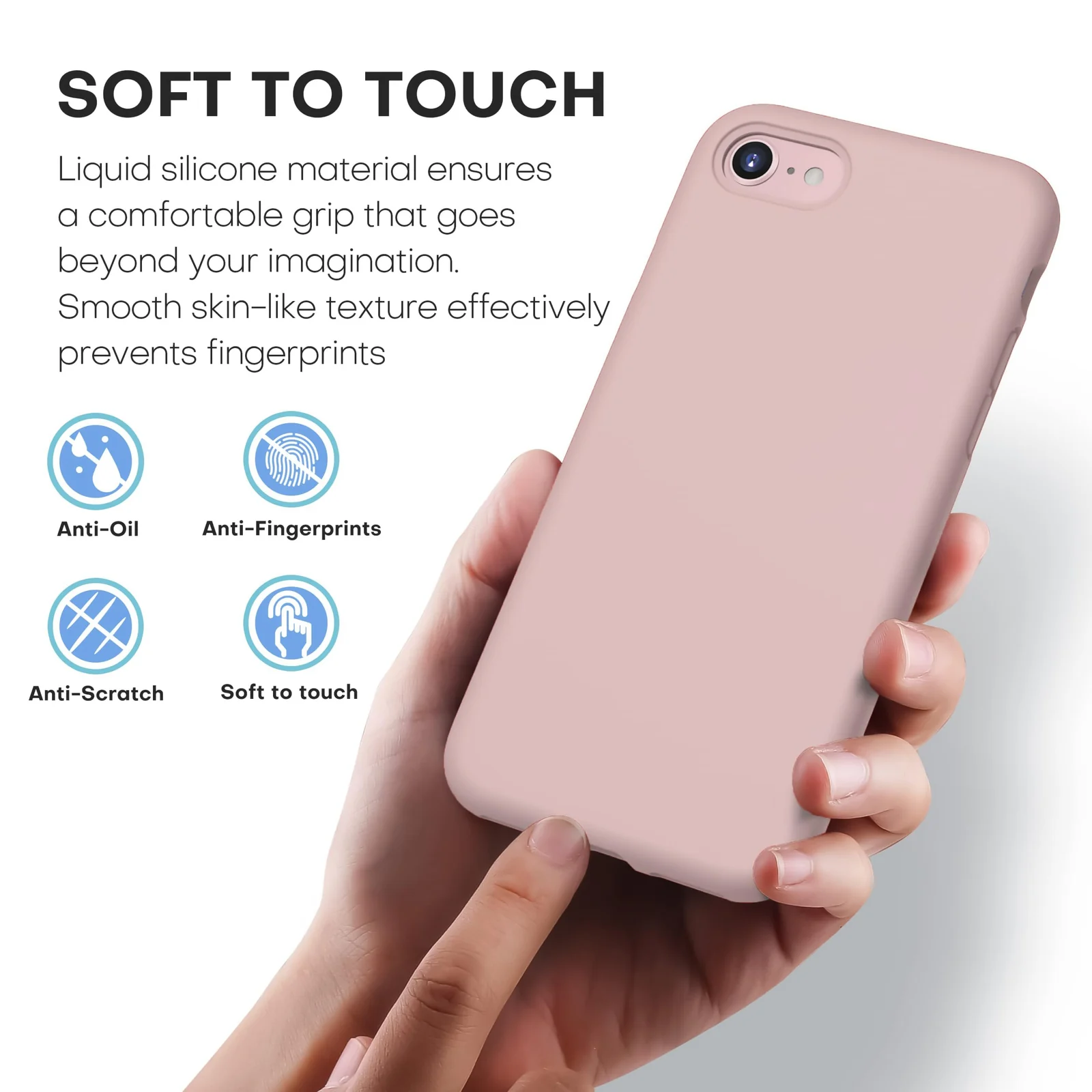 DL3 Mobilak Liquid Silicone Case for iPhone 7 / 8, Shock-absorbing protection, Scratch-resistant surface, Slim, lightweight profile - A.Pink Sand