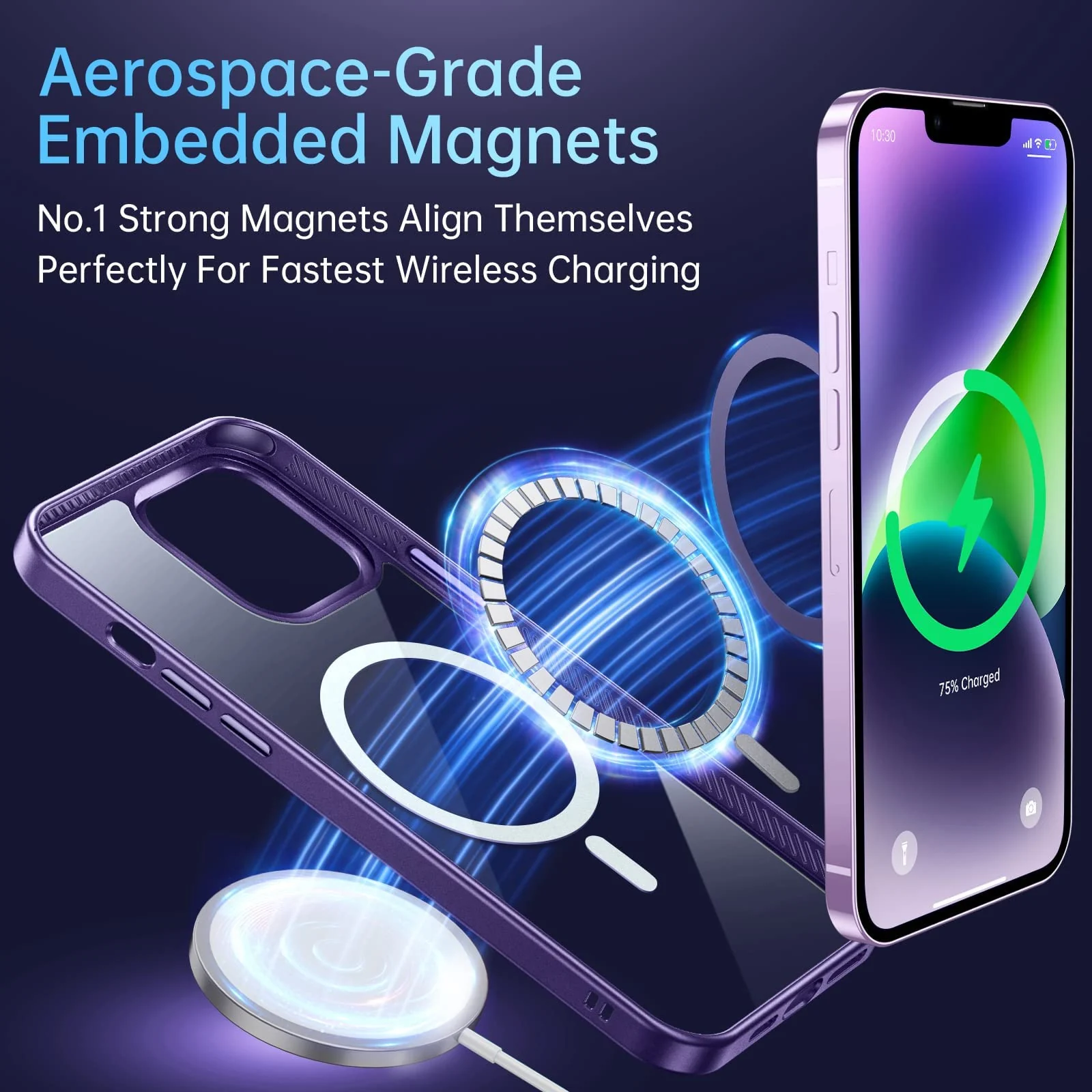 DL3 MOBILAK Case Magnetic Crystal Clear for iPhone 15 (6.1 Inch) Case, [Compatible with MagSafe] Slim Phone Case Thin Cover - Deep Purple
