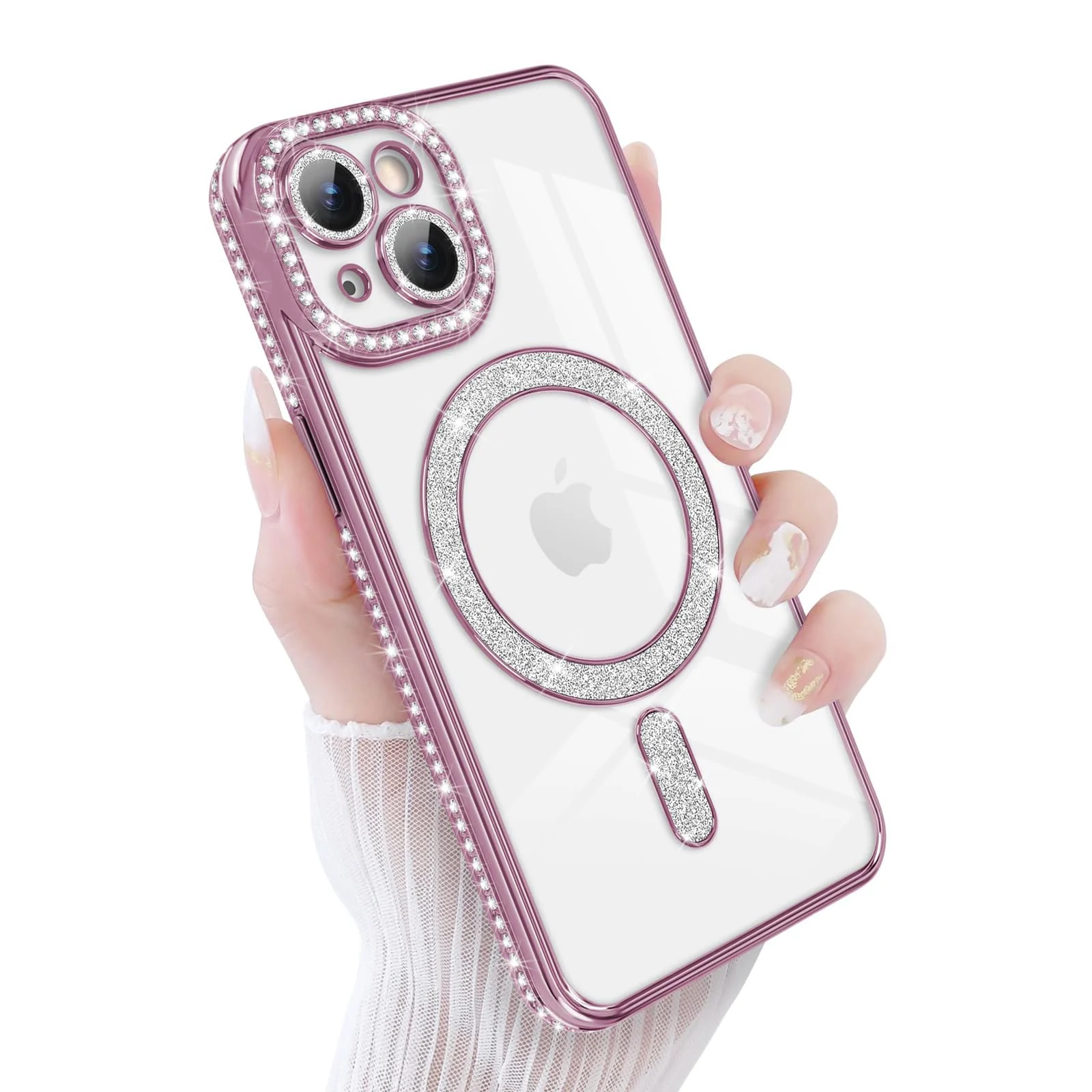 DL3 Mobilak MagSafe-Compatible Magnetic Case for iPhone 13 / iPhone 14 with Camera Protection and Magnetic Car-Mount Support - Pink