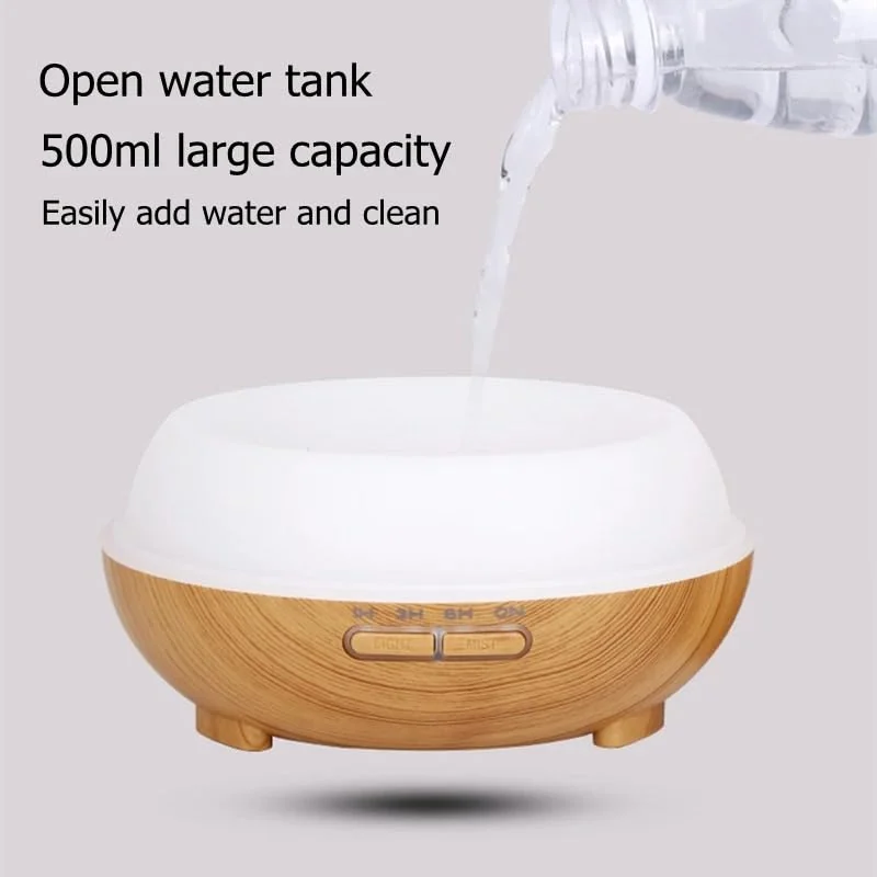 Mobigon Essential Oil Diffuser, Aromatherapy Diffuser 500ml with Remote Control, 4 Timer & Auto-Off Safety Switch, 7 Color LED Lights Mode, 10 Hours Quiet Humidifier for Bedroom - C.Light Woody