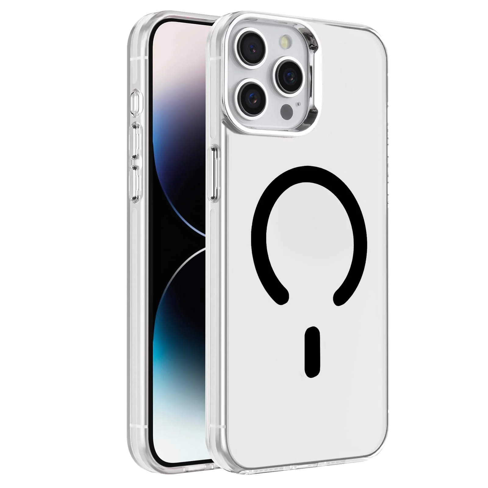 DL3 Mobilak Case for iPhone 15 Pro Max Crystal Clear [Not Compatible with MagSafe] Soft TPU Gel Case Flexible Silicone Anti-Scratch Transparent TPU Cover - Black