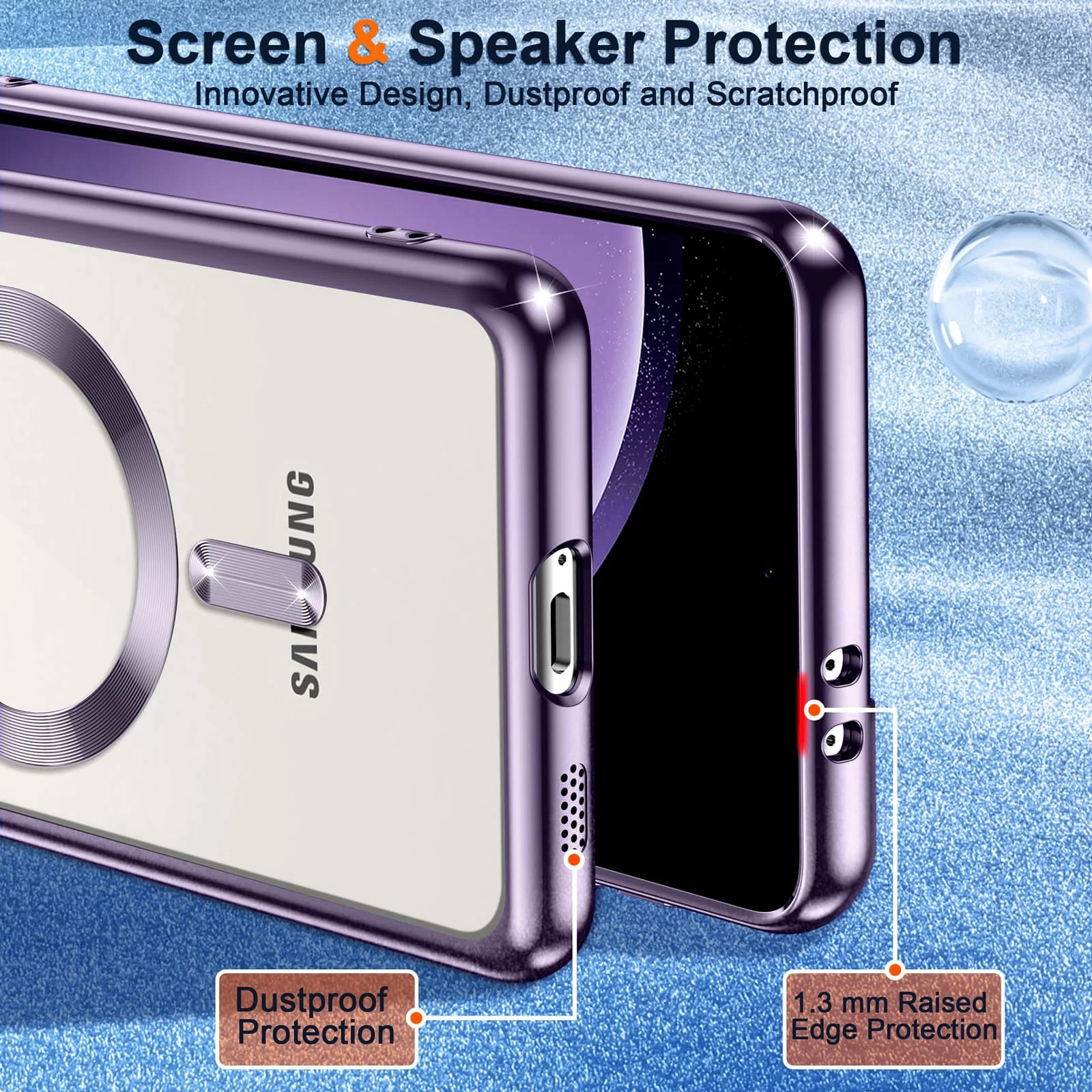 DL3 Mobilak Case For Samsung Galaxy S23+ Plus MagSafe with Camera Lens Protector, Magnetic Clear Case Full Protection Plating Anti-Scratch Slim Thin Case Cover - Deep Purple