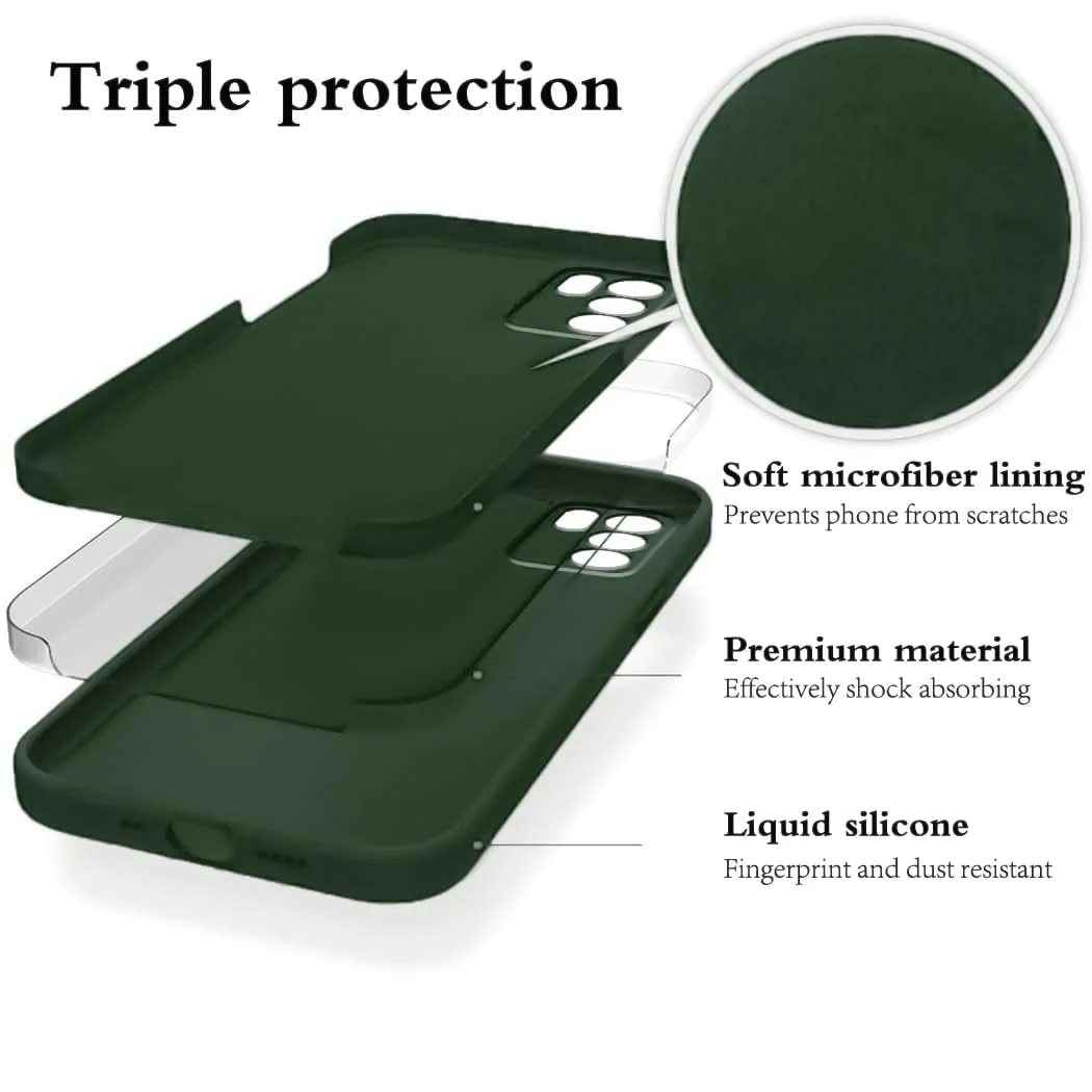 DL3 Mobilak Liquid Silicone Protective Case with Soft Microfiber Lining with Full Camera Protection for OPPO Reno 6 5G - Green