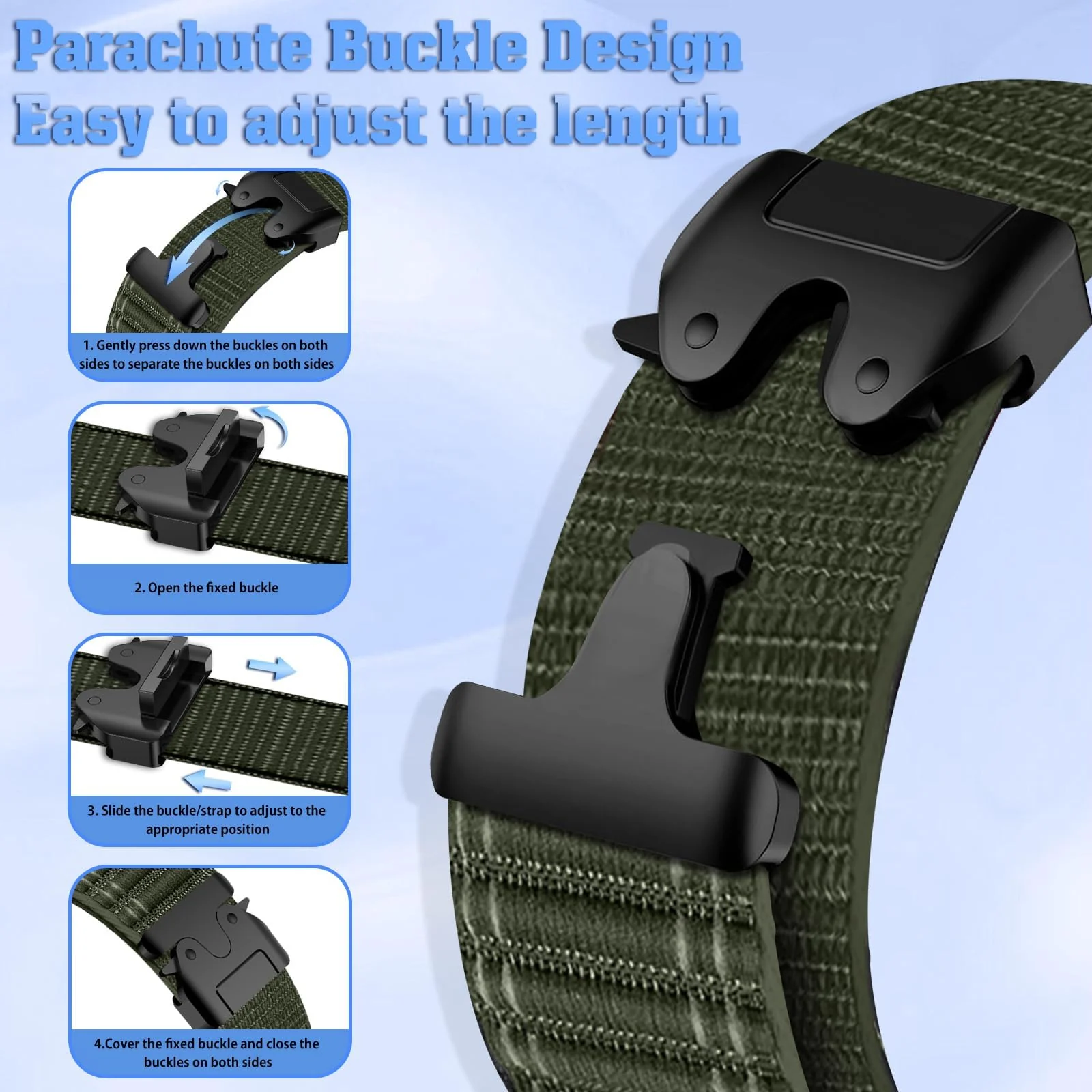 DL3 Mobilak Stretchy Nylon Strap for Apple Watch Ultra 3 2 1 Strap 49mm 46mm 45mm 44mm 42mm iWatch Straps for Men Women, Parachute Clasp Elastic Sport Band for Apple Watch Series 11 10 9 8 7 6 5 4 3 SE/2 - Green
