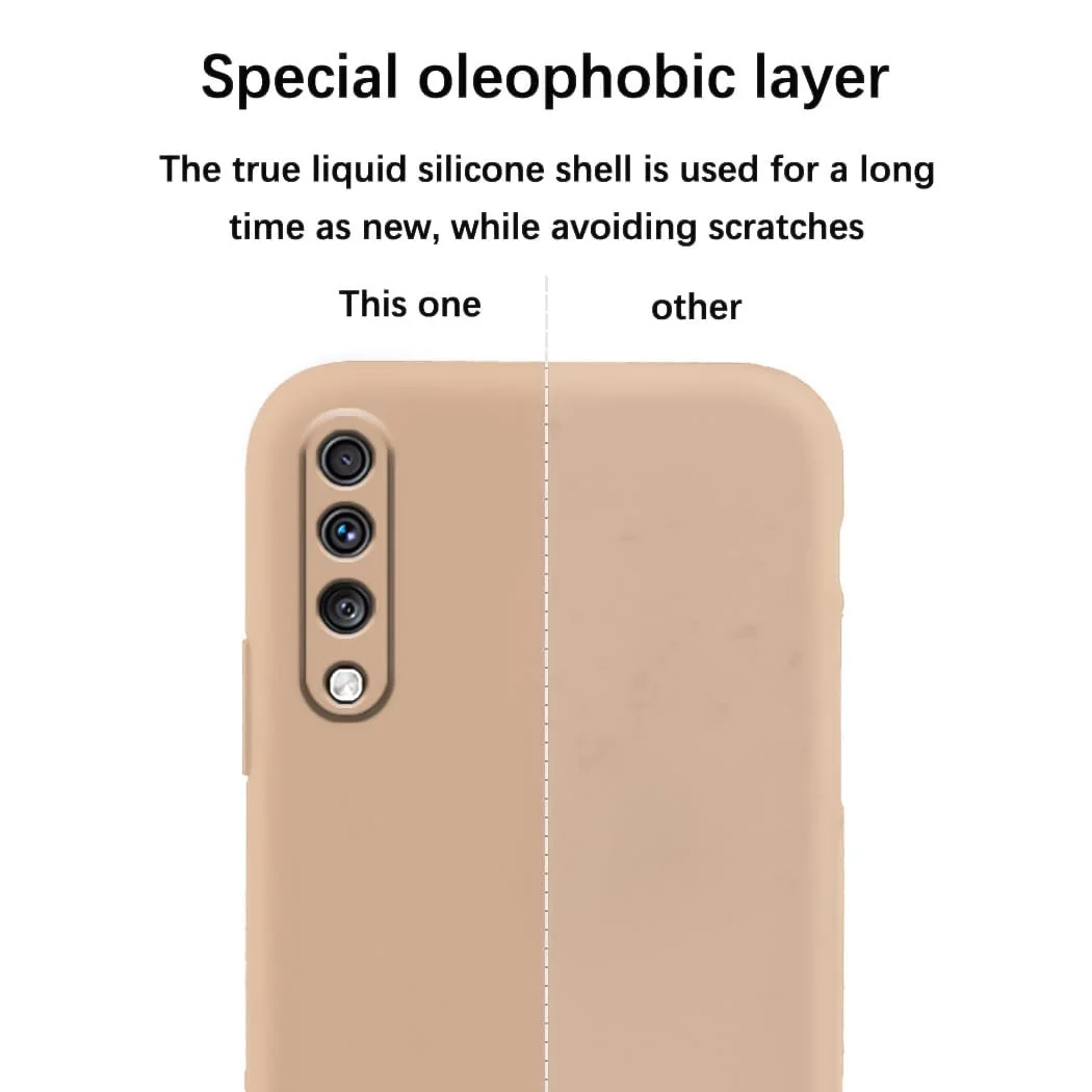DL3 Mobilak Silicone Protective Case for Samsung Galaxy A70 / A70s, Shock-absorbing protection, Scratch-resistant surface, Soft microfiber lining - Light Orange