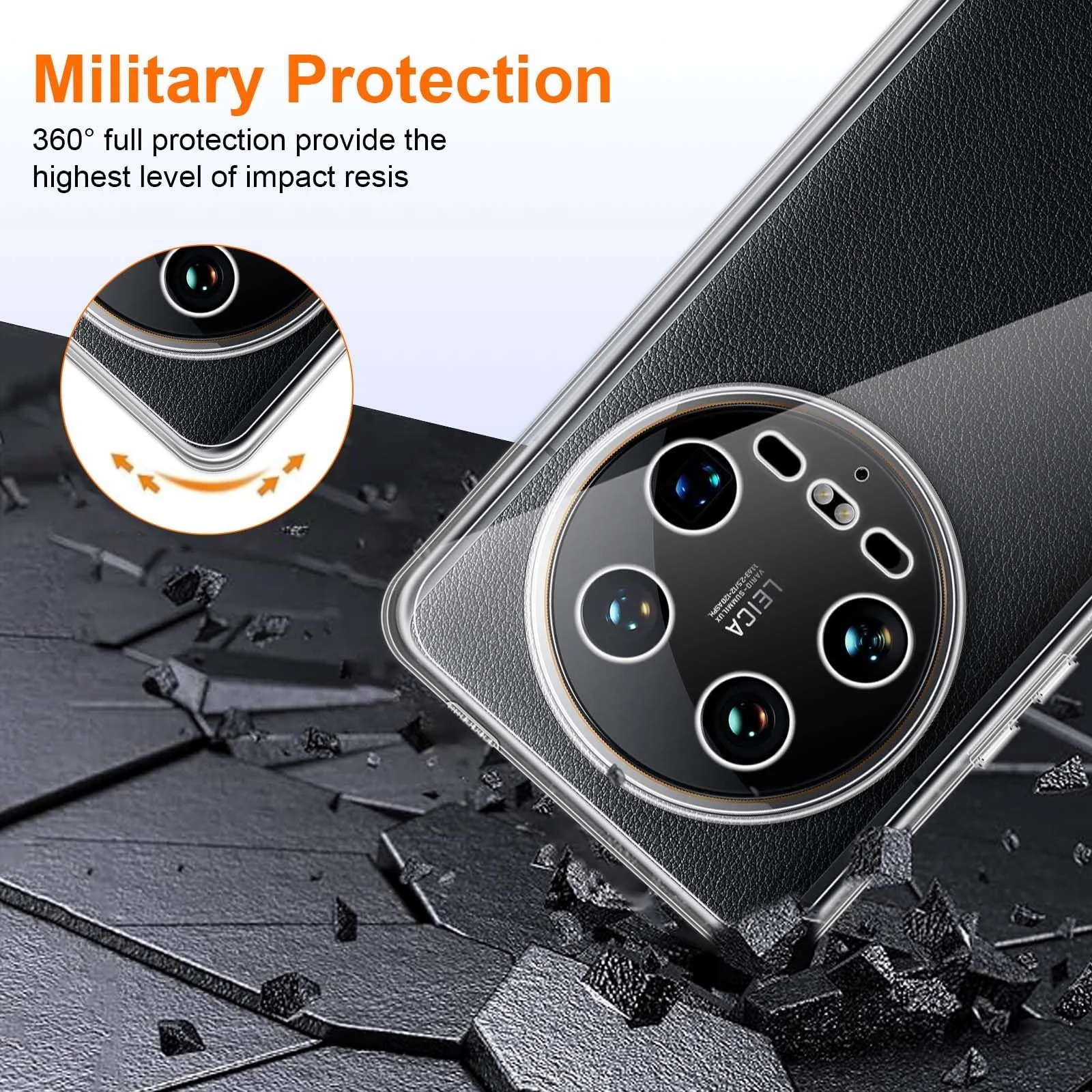 DL3 Mobilak Case Compatible with Xiaomi 14 Ultra Case Crystal Soft TPU Gel Case Flexible Silicone Anti-Scratch Camera Protection TPU Cover - Clear