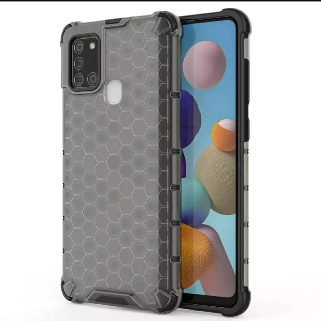 DL3 Mobilak Honeycomb Protective Case for Samsung Galaxy A21s, Shock-absorbing protection, Transparent design, Slim, lightweight profile - Black