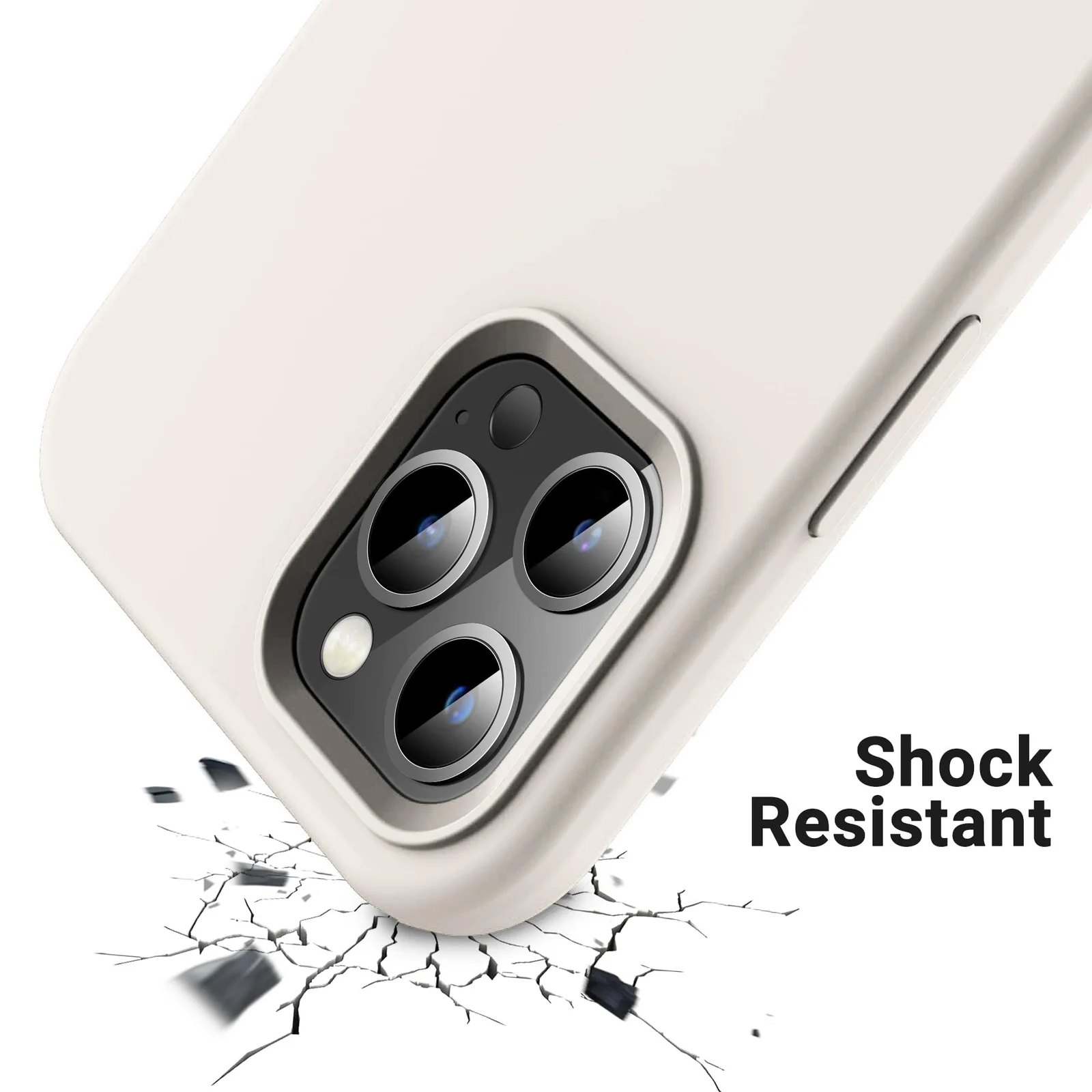 DL3 Mobilak Liquid Silicone Case for iPhone 12 Pro Max (6.7 Inch), Shock-absorbing protection, Scratch-resistant surface, Soft microfiber lining - Cream