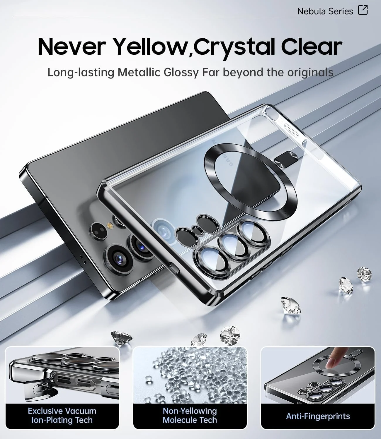 DL3 Mobilak For Samsung Galaxy S26 Ultra Magnetic Case, Compatible with MagSafe, Built-in Camera Lens Protector, Luxury Plating Soft TPU Clear Shockproof Slim Thin Cover - Gold - Black