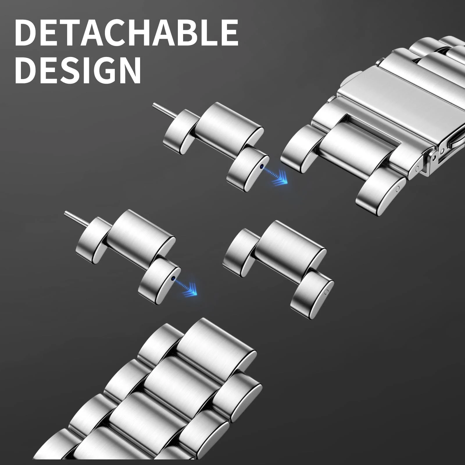 DL3 Mobilak No Gap Straps Compatible with Samsung Galaxy Watch 7/6/5/4 44mm 40mm, 20mm Metal Band for Galaxy Watch FE/6 Classic 47mm 43mm/5/5 Pro 45mm/4/4 Classic 46mm 42mm - Silver