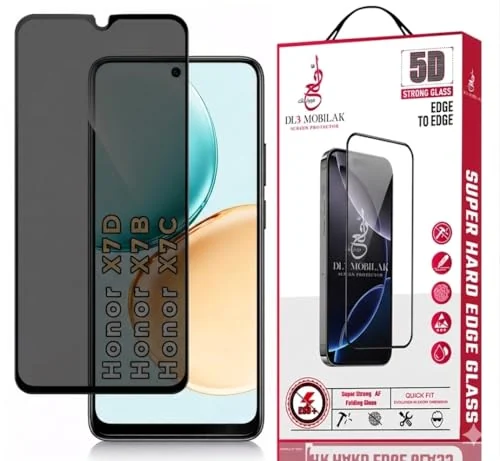 DL3 Mobilak Honor X7D / Honor X7B / Honor X7C Privacy Screen Protector, Does not support fingerprint, Anti-Spy 9H Hardness Tempered Glass Film [Case Friendly] [Bubble Free] - Black