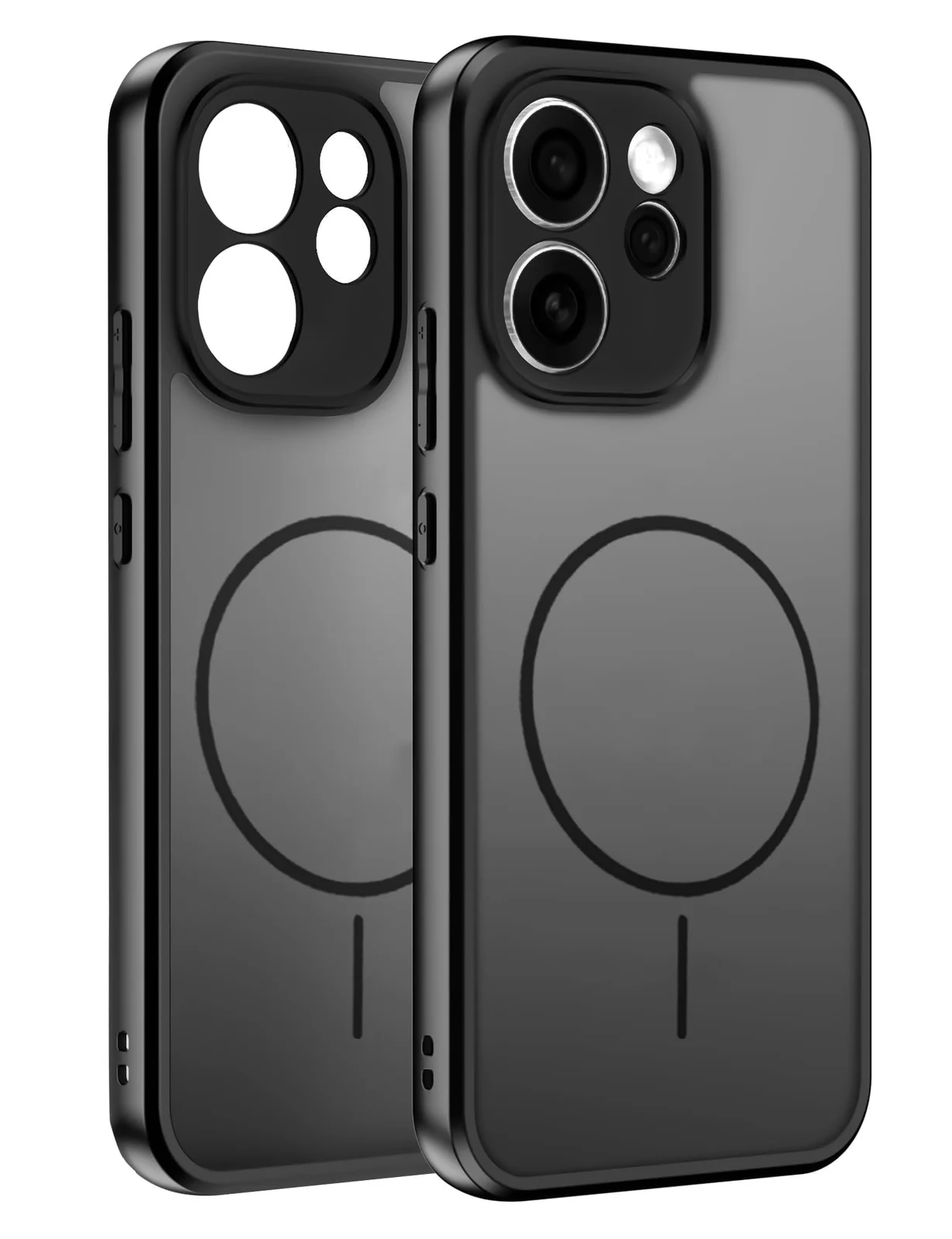 DL3 Mobilak Case For OPPO A3 / OPPO A3X Translucent Matte PC Back & Soft TPU Edge, [Not Compatible with MagSafe] Anti-Scratch Shockproof Protective Cover with Full Camera Protection - Black