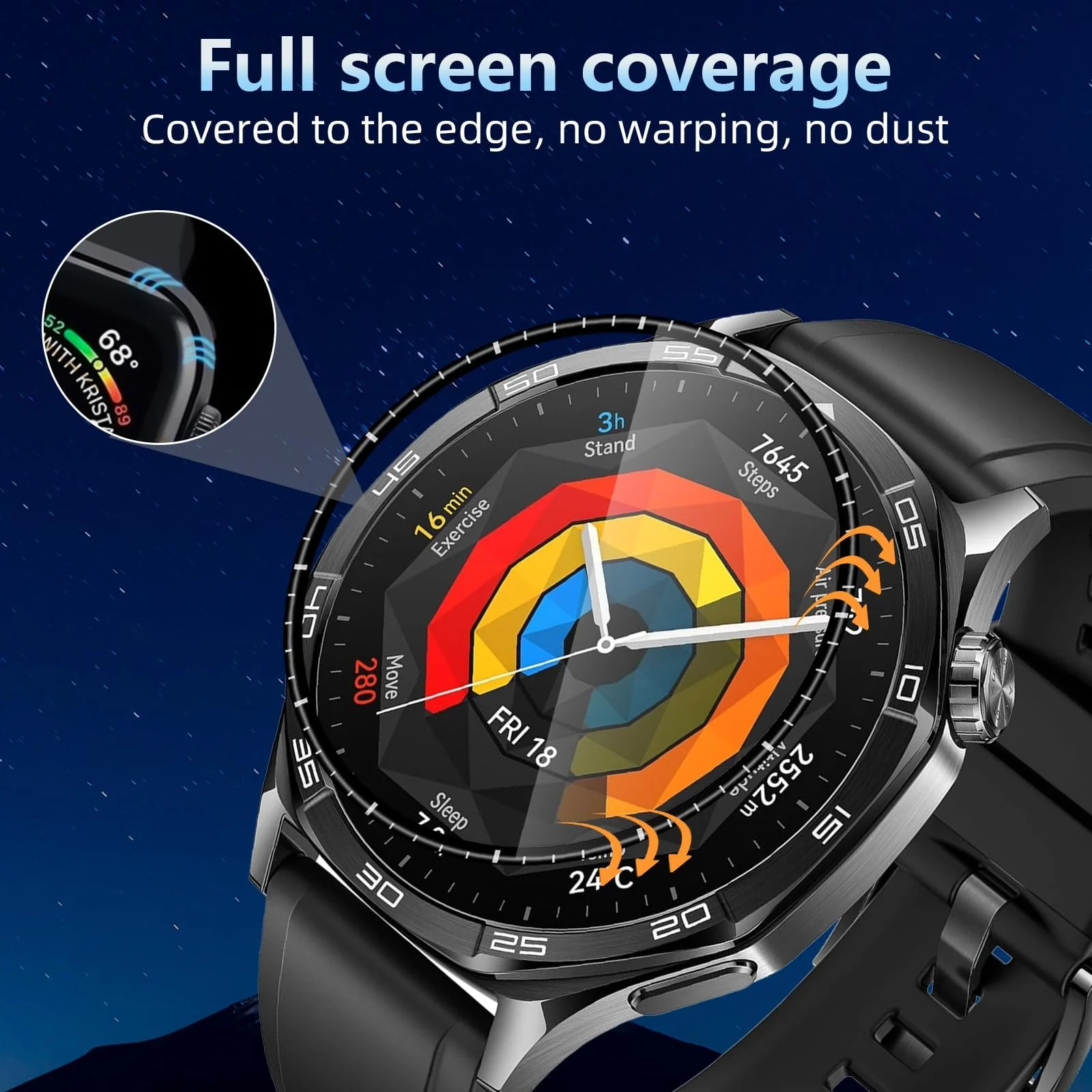 DL3 Mobilak Screen Protector For Huawei Watch GT 5 46mm, 3D Curved Soft Edge Protective Film [Anti-Scratch] [Bubble Free] [Ultra Shatterproof] [High Sensitive] (Not Glass) For Huawei Watch GT5 46mm - Black