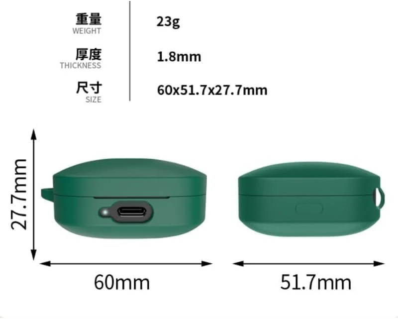 DL3 Mobilak Silicone Cover Case Compatible with Redmi Buds 6 Active Portable Protective Case Cover With Keychain For Redmi Buds 6 Active - Green