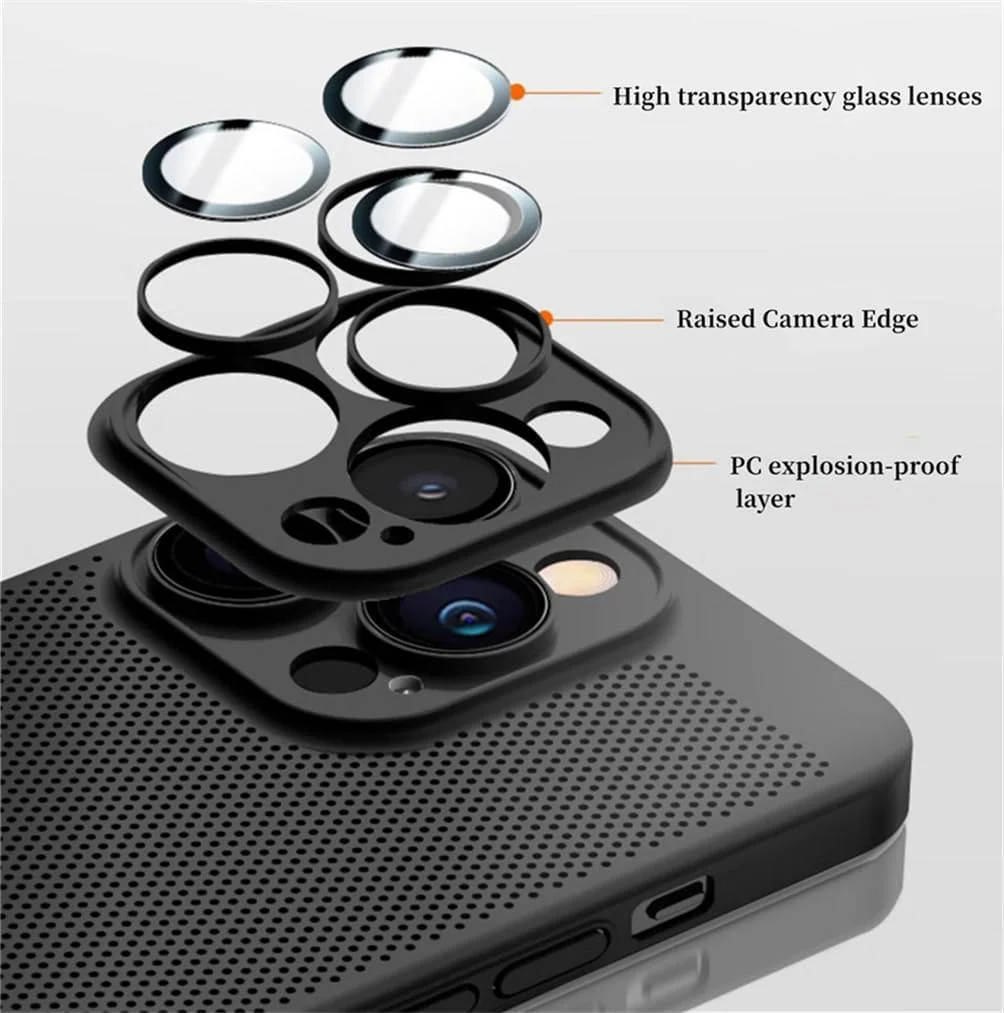 DL3 Mobilak Heat-Dissipation Hard PC Case with Built-In Camera Lens Protector for iPhone 15 Pro Max - Blue