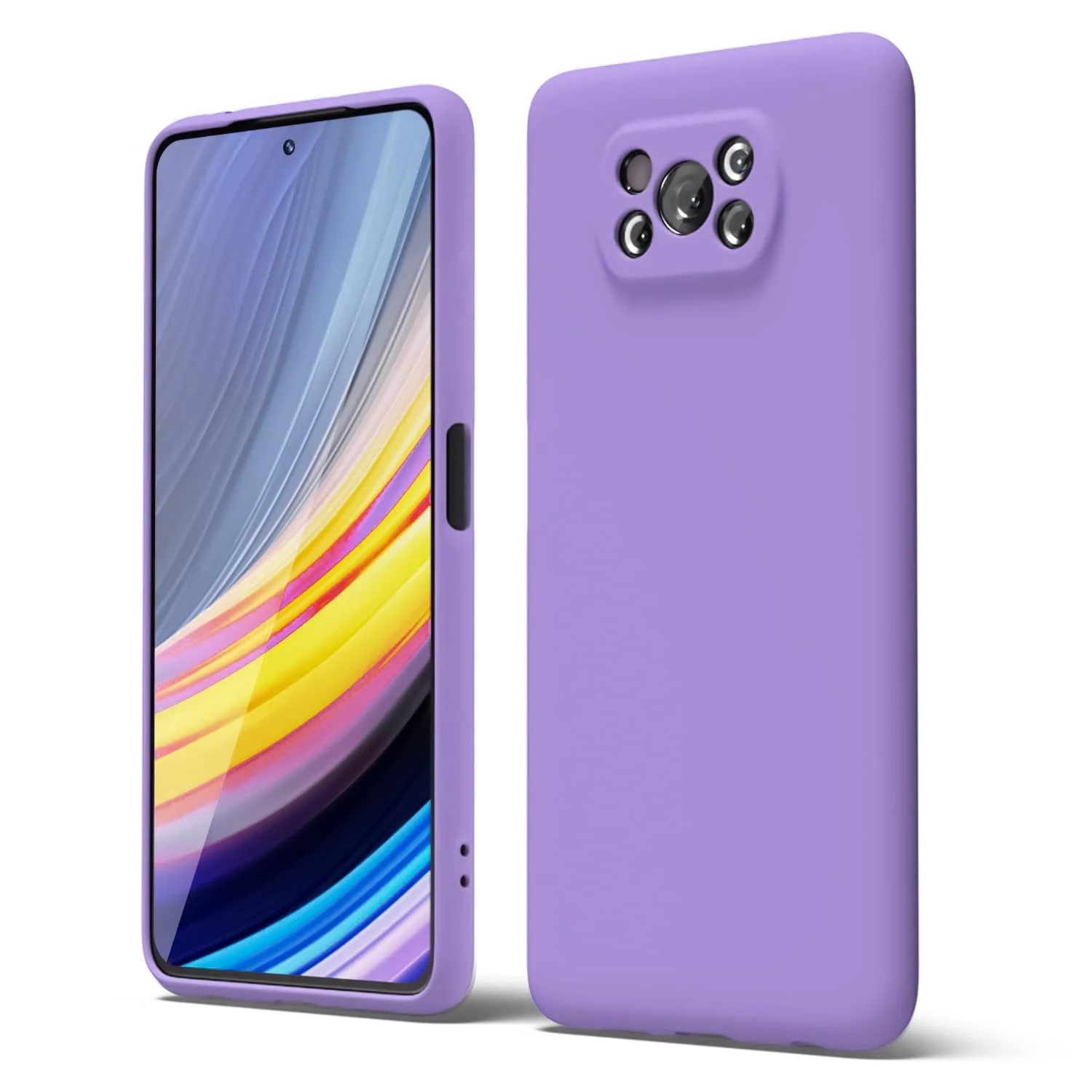 DL3 Mobilak Liquid Silicone Case for Xiaomi Poco X3 Pro / Poco X3 NFC / Poco X3, Not compatible with MagSafe, Supports wireless charging, Camera protection - Light Purple
