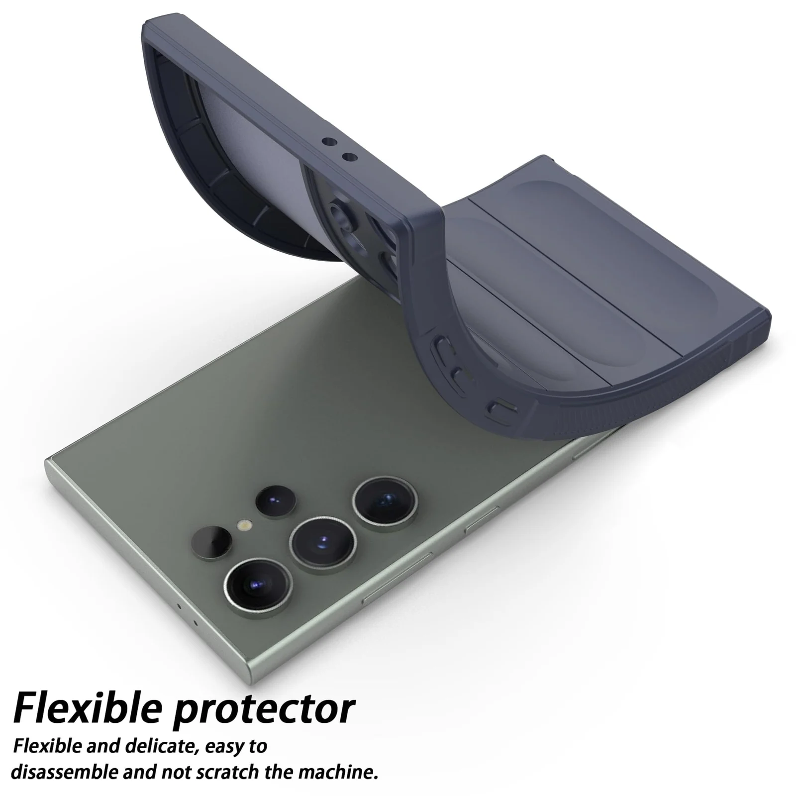 DL3 Mobilak Flexible Silicone and TPU Protective Case with Camera Protection for Samsung Galaxy S24 Ultra - Blue