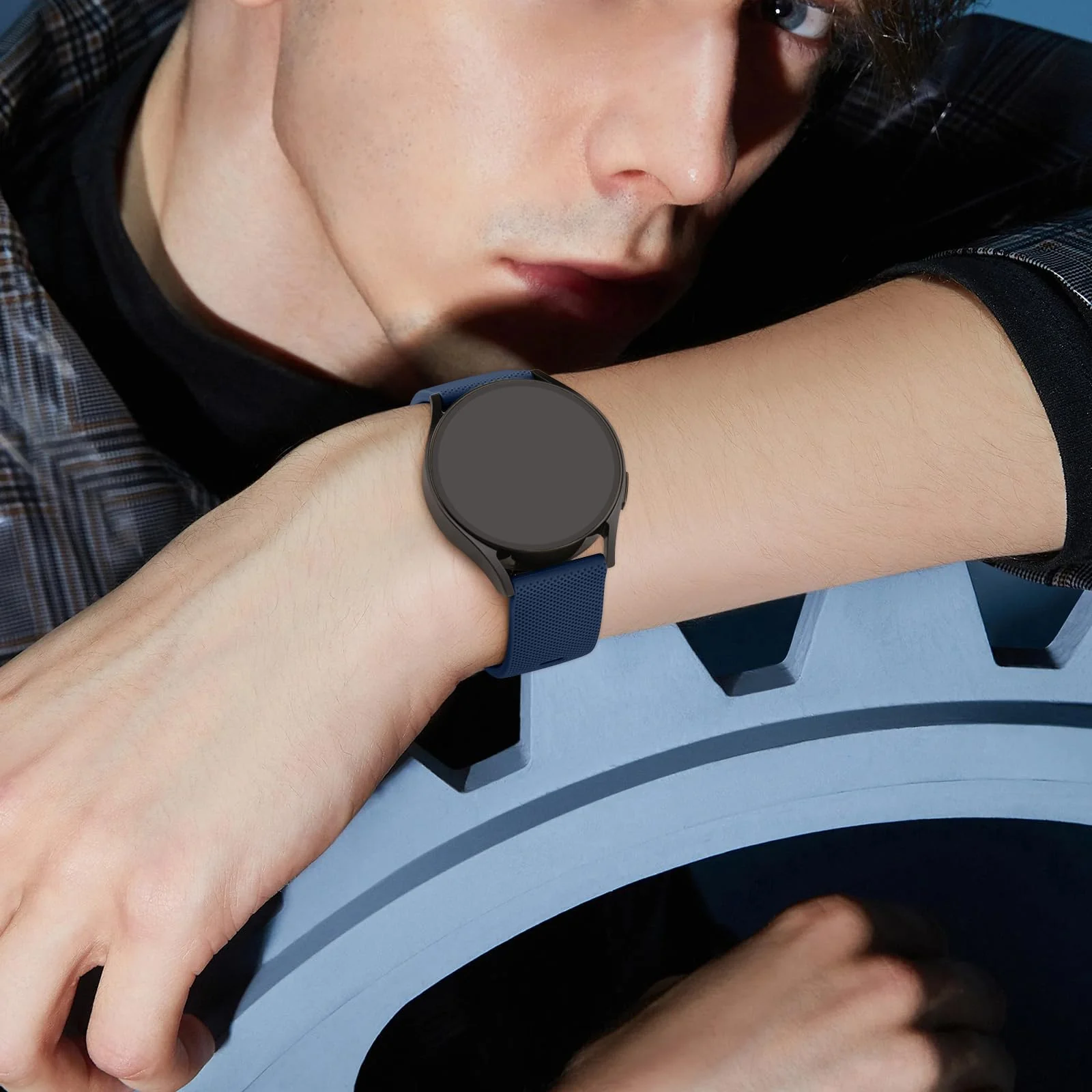 DL3 Mobilak Silicone Buckle Band 22MM Strap Compatible with Samsung Galaxy Watch 3 45mm/Watch 46mm/Gear S3/Huawei watch GT4 GT3 46MM/Huawei Watch 3&4/3&4 Pro/GT2E/GT2 Pro/GT GT2 46MM/Amazfit - Blue