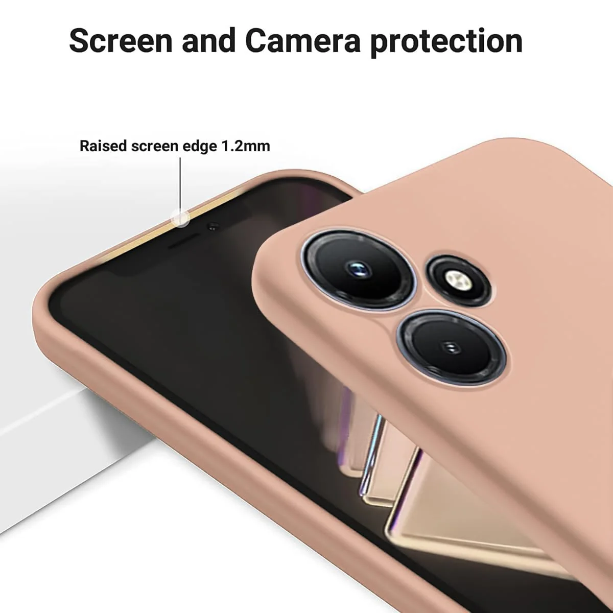 DL3 Mobilak Liquid Silicone Protective Case with Soft Microfiber Lining with Full Camera Protection for Infinix Hot 30i - Light Orange